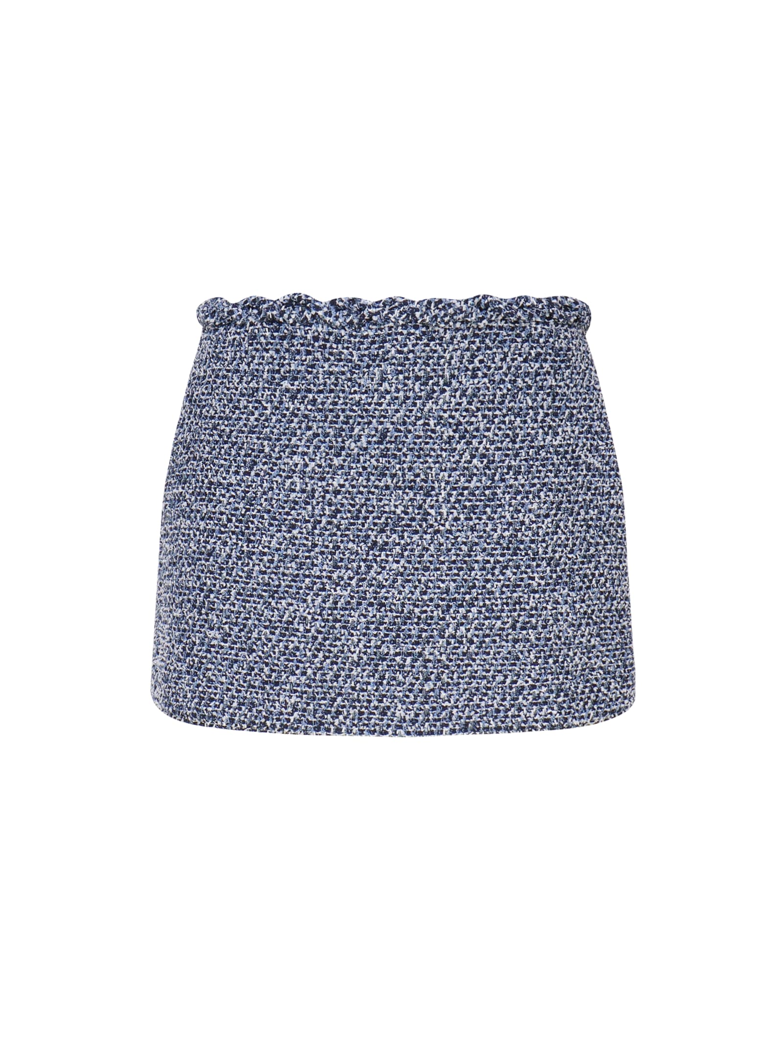 Shop Valentino Mini Skirt With Waved Top Hem In Blue