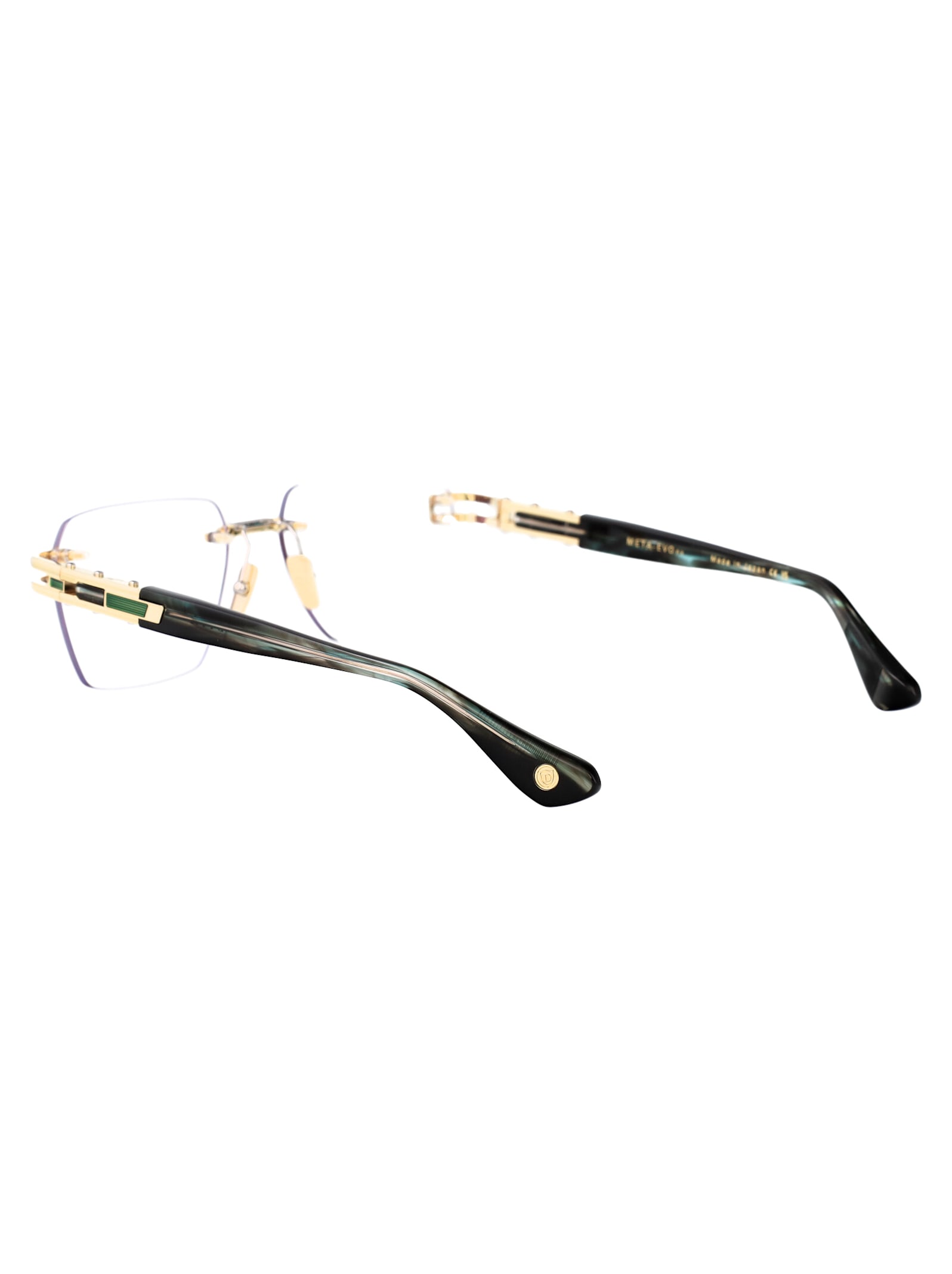 Dita Meta-evo Rx Glasses In Yellow Gold - Arctic Sky Swirl W Clear