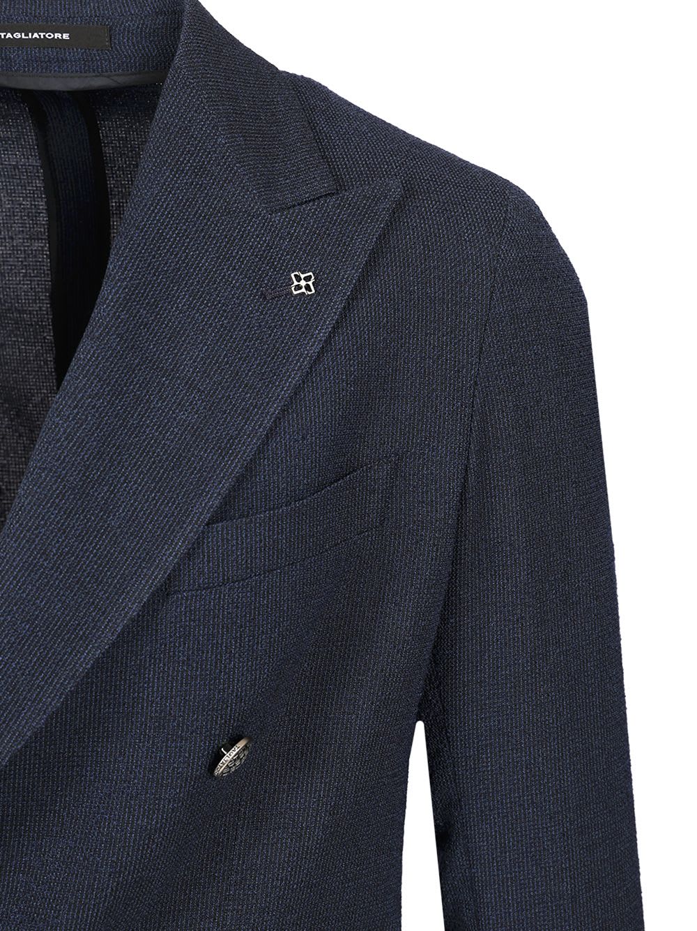 Tagliatore Blazer Doppiopetto In Lino Fiammato In Blue