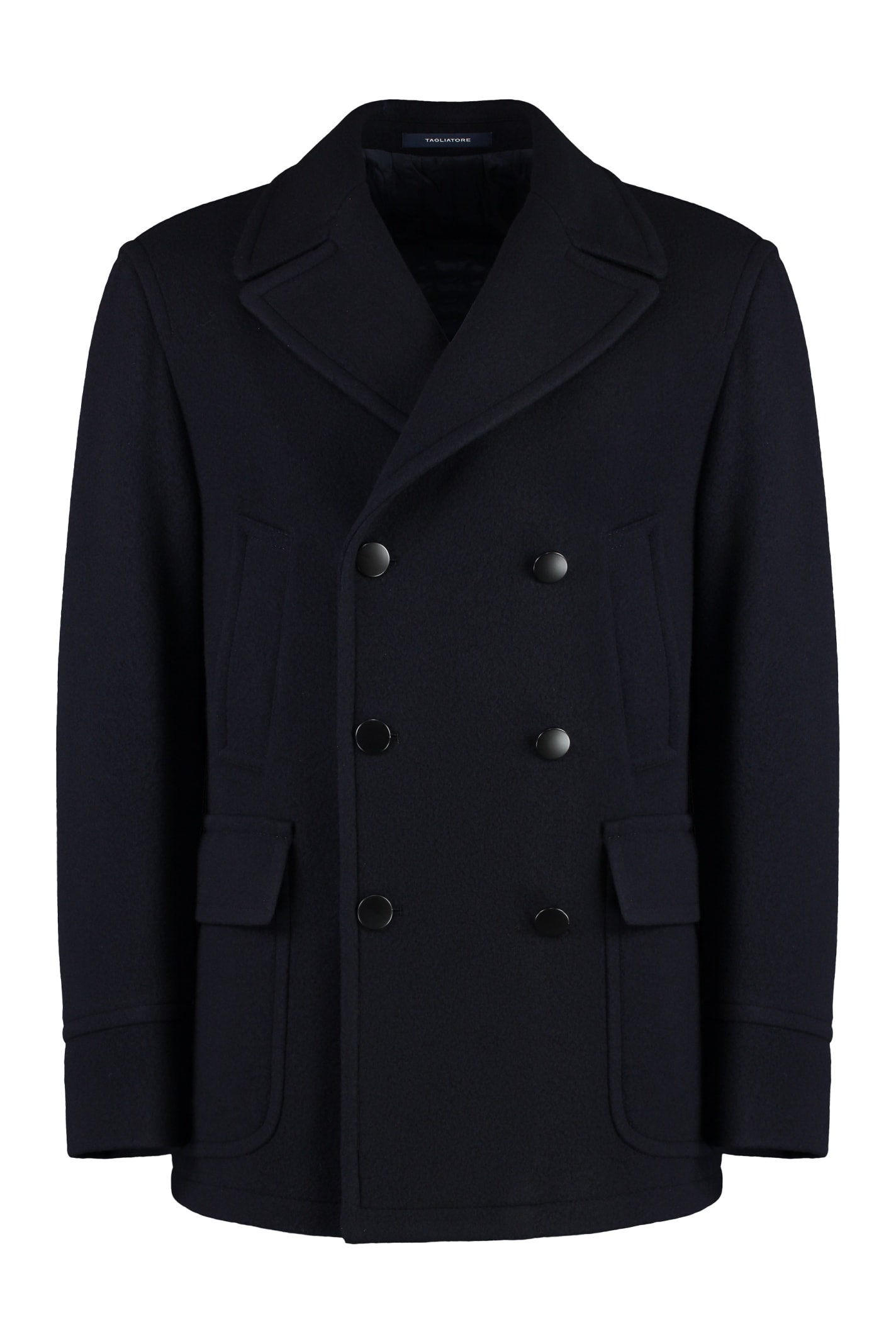 Shop Tagliatore Wool Blend Coat In Blue