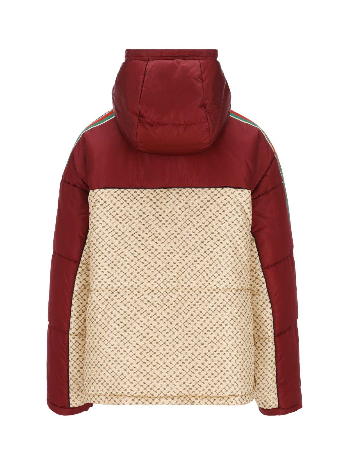 Shop Gucci Gg Color Blocked Hooded Jacket In Rosso