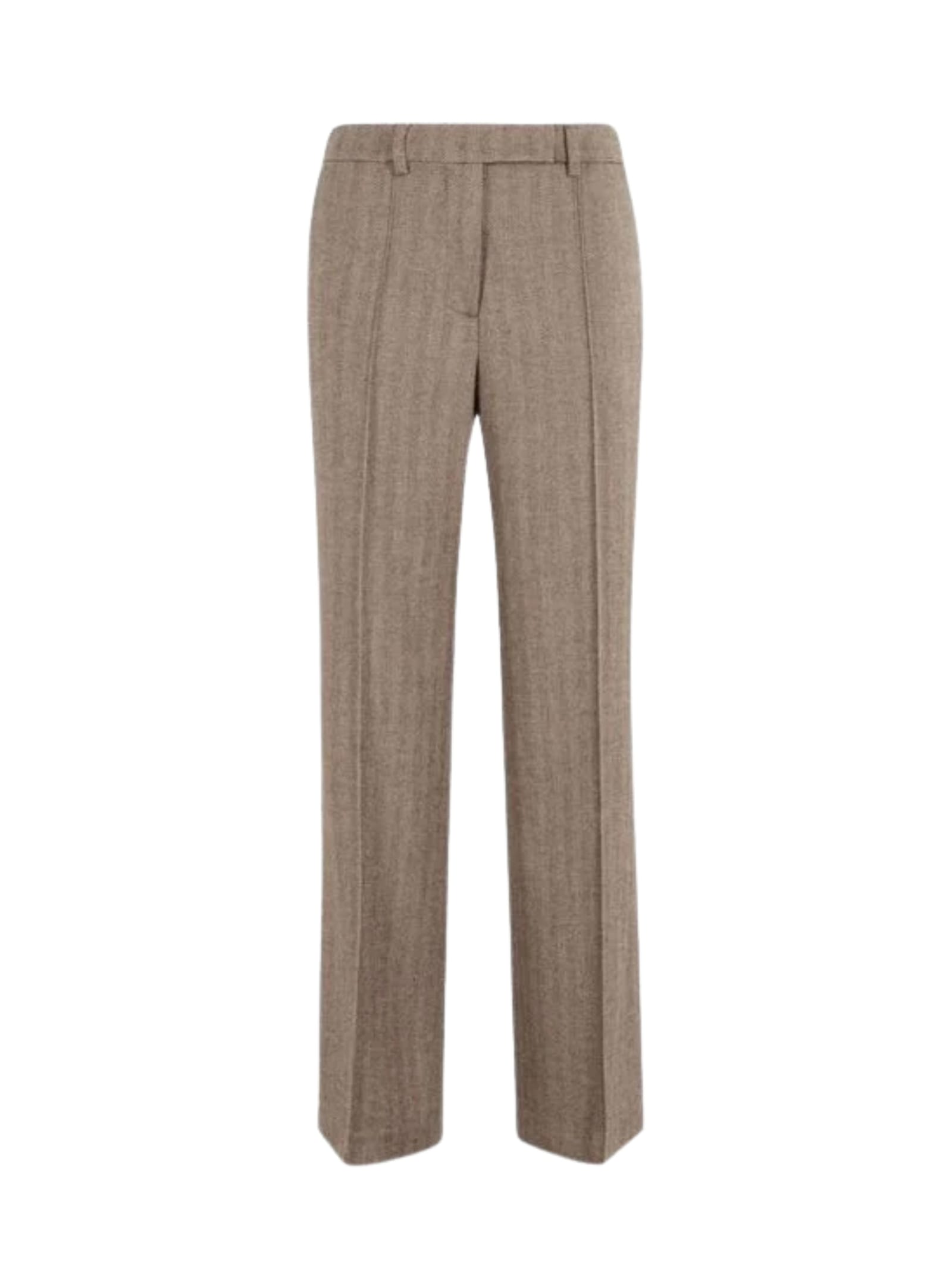 Seventy Herringbone Straight Leg Trousers In Gray