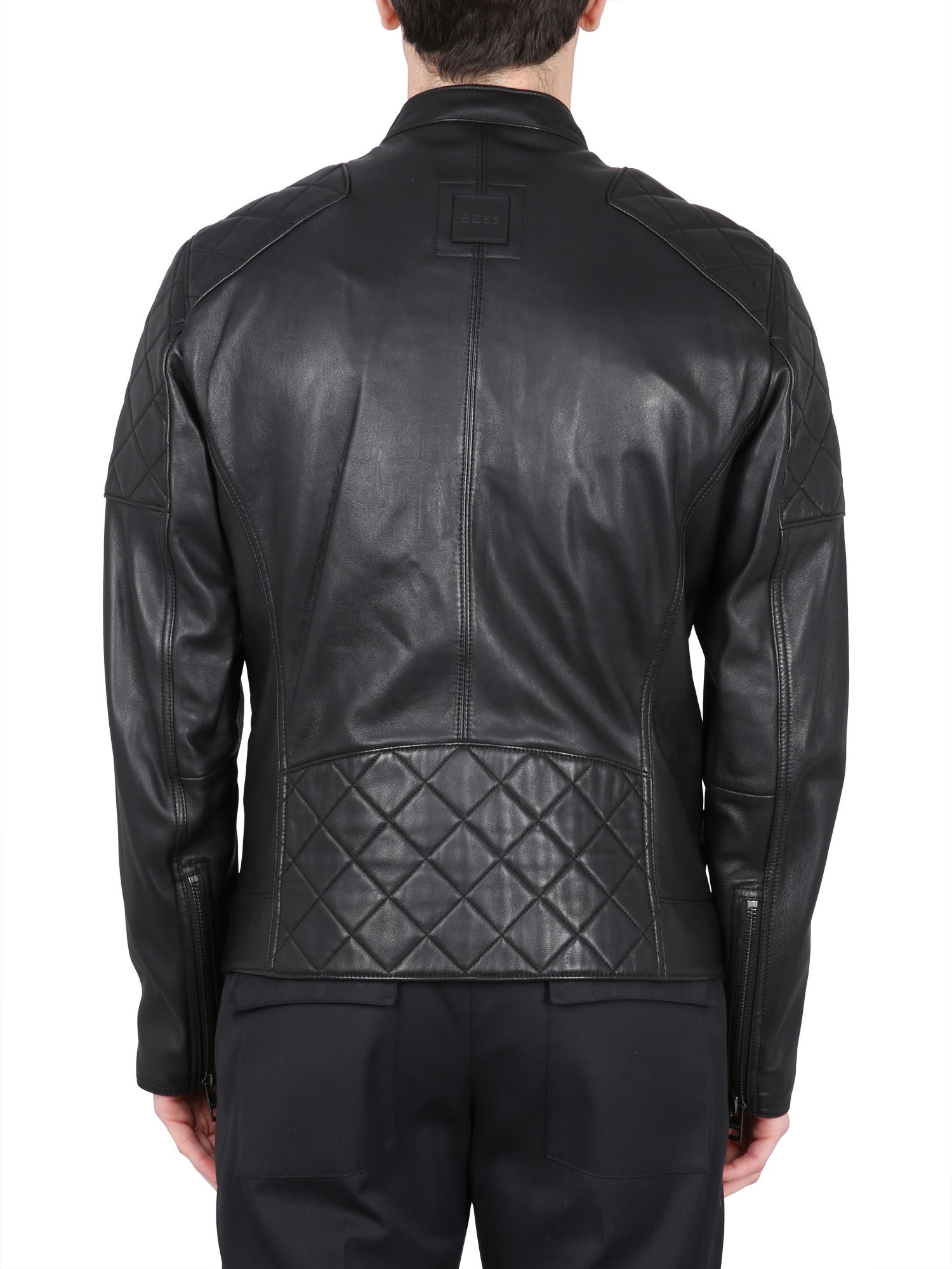 Slim-fit Biker Jacket In Waxed Leather In Black