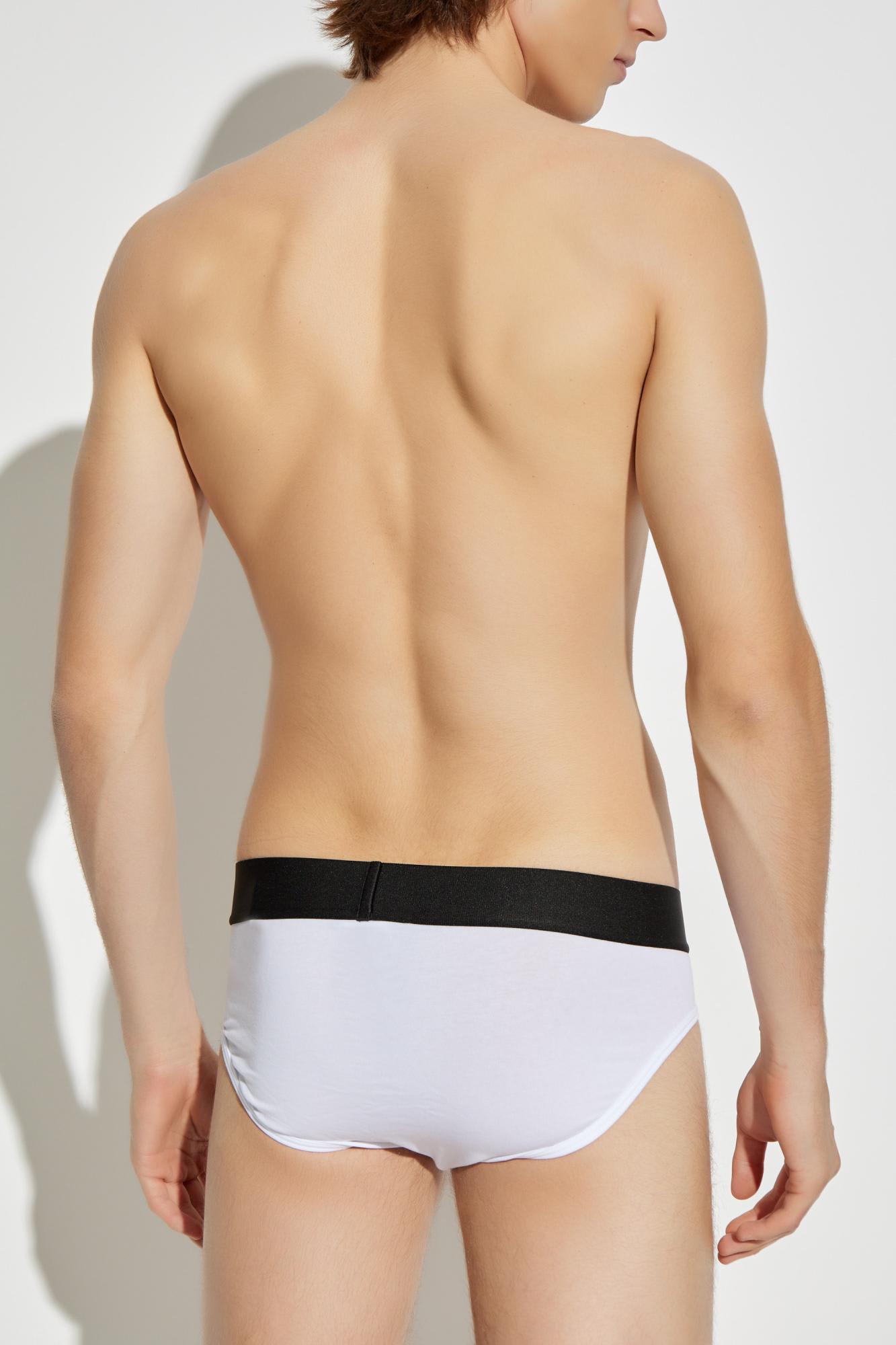 Versace Cotton Briefs With Logo In Yellow