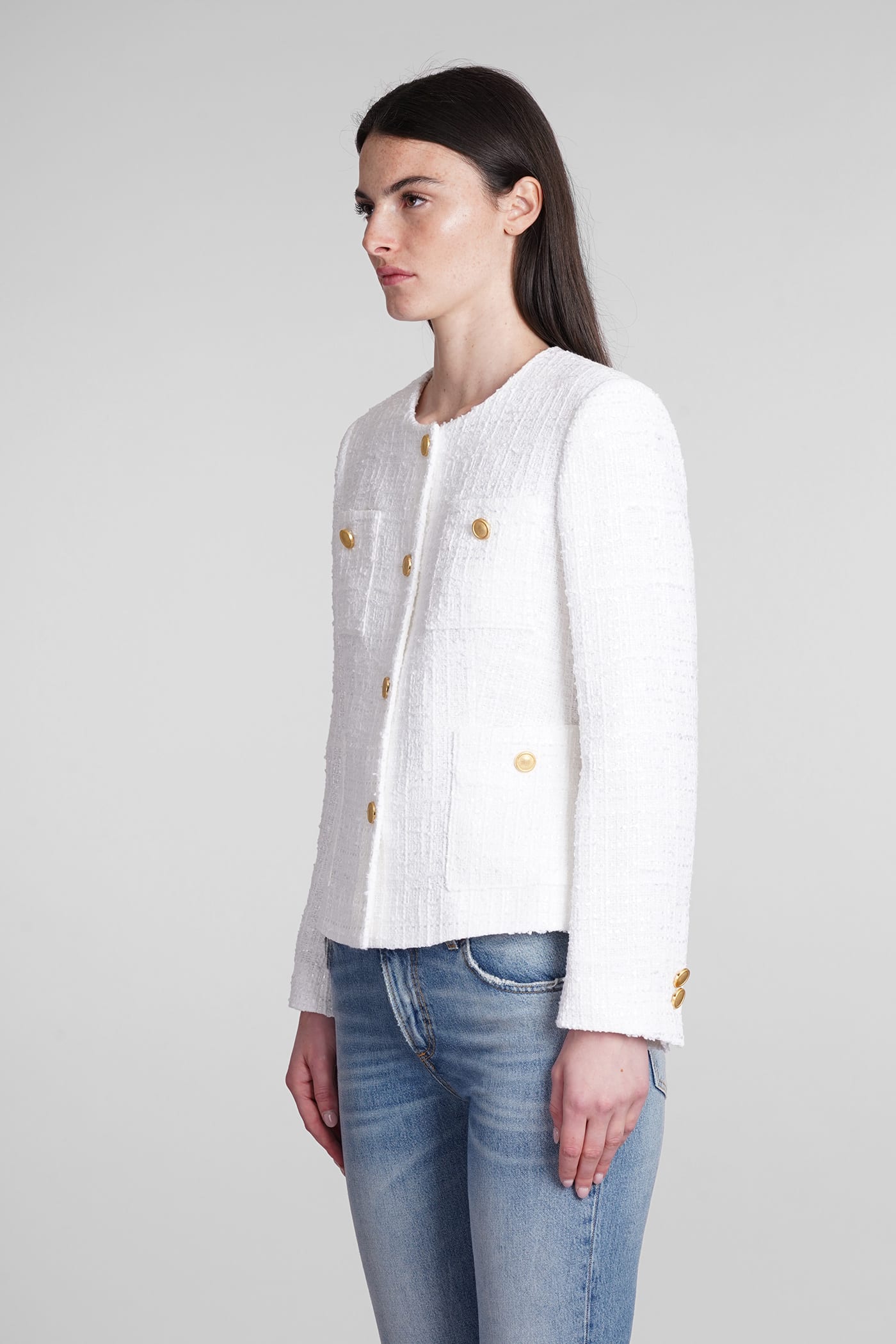 Shop Tagliatore Beverly Casual Jacket In White Cotton