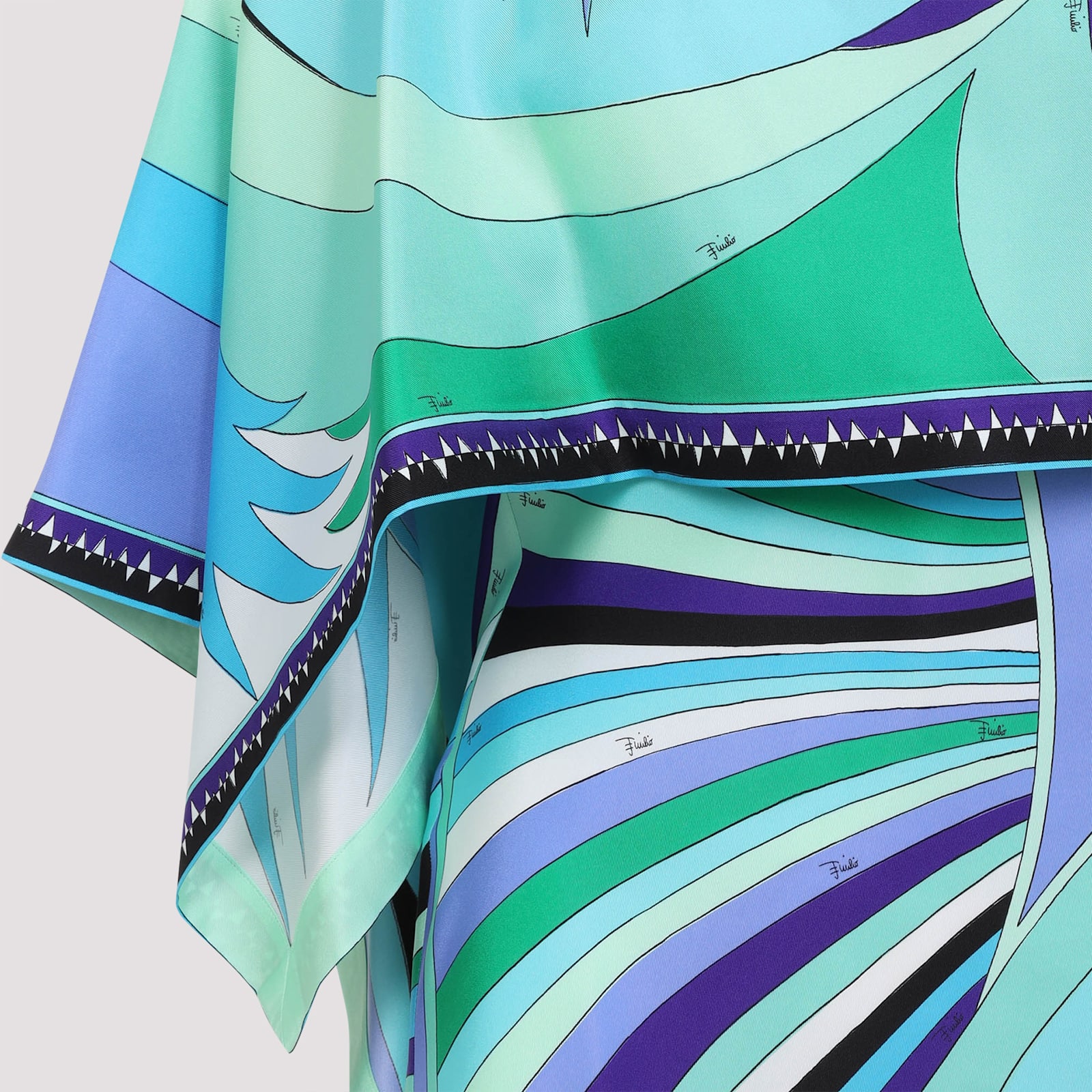 Pucci Iride Print Long Silk Dress With Cape