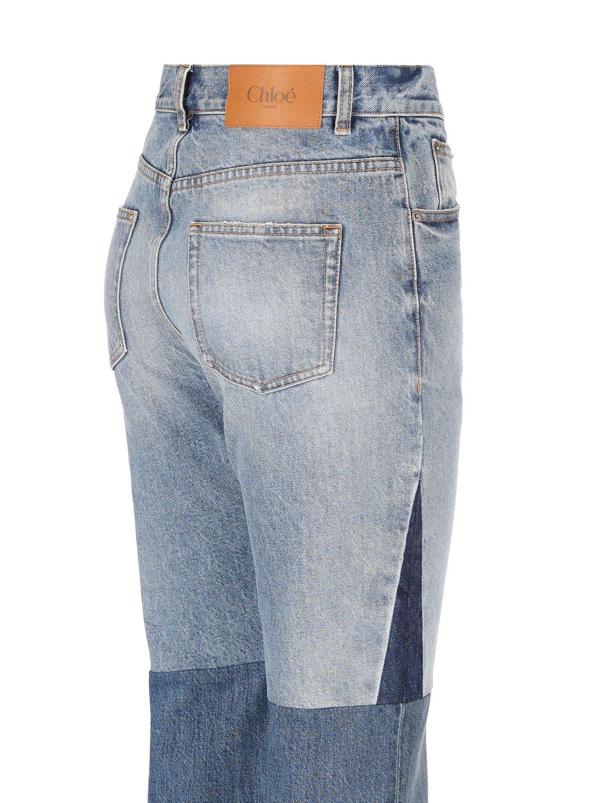 Shop Chloé Patchwork Frayed Edge Jeans