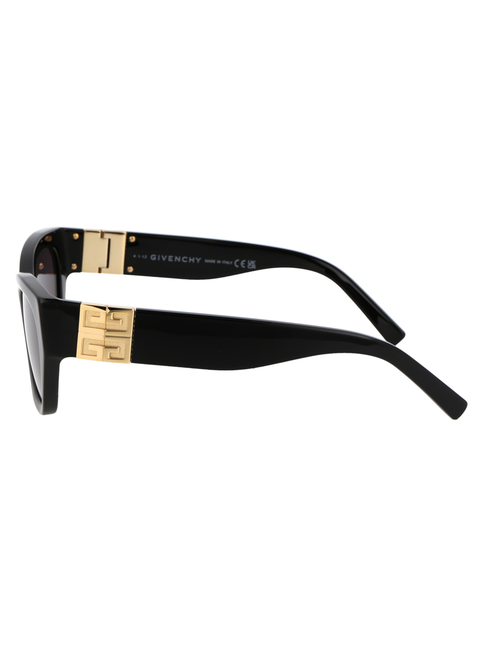 Shop Givenchy 4g Sunglasses In 01a Shiny Black / Smoke