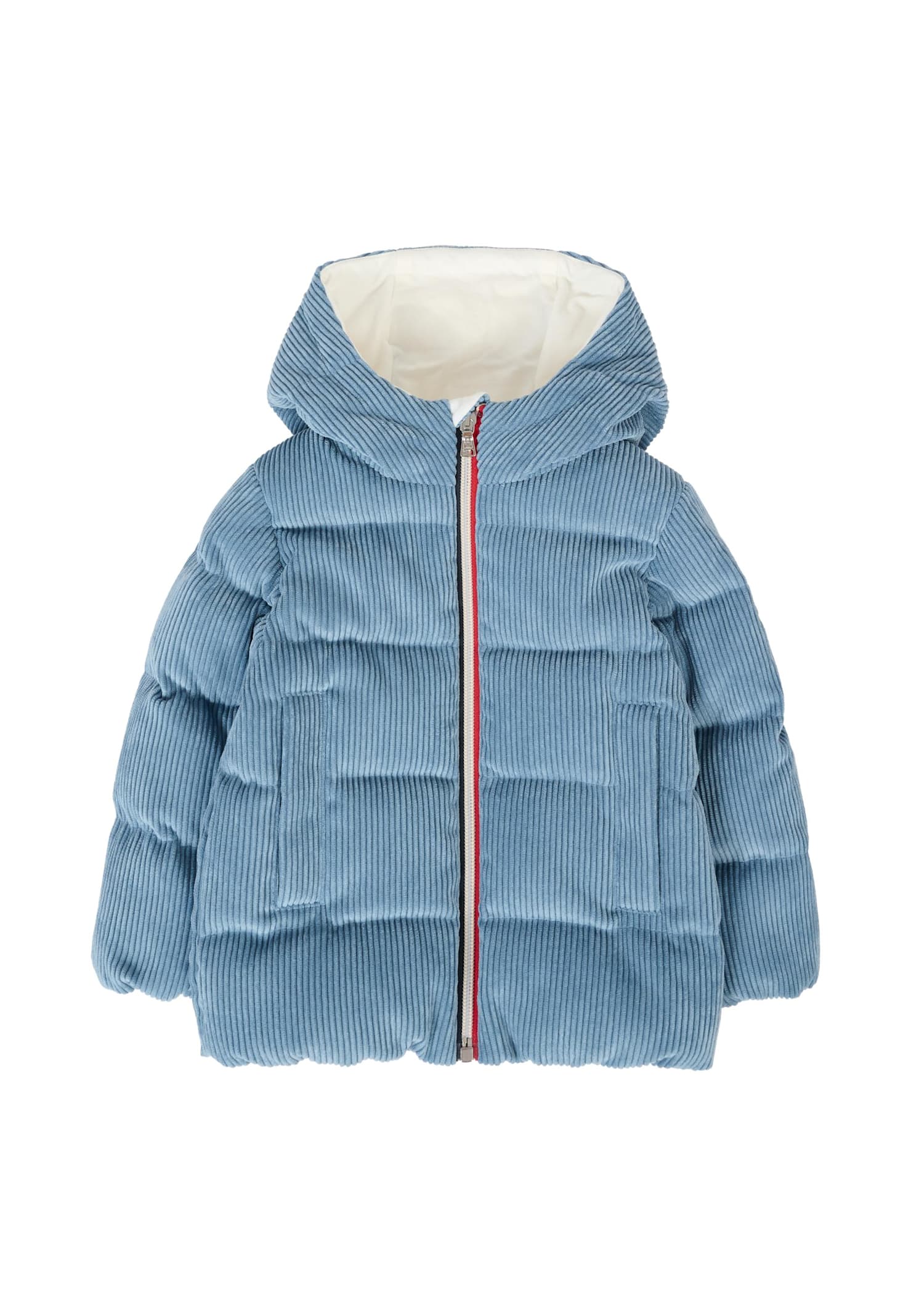 Moncler Light Blue Puki Down Jacket For Baby Boy With Logo