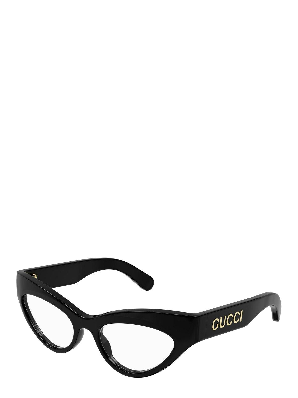 Shop Gucci Cat-eye Thick Framed Glasses In 001 Black Black Transpare