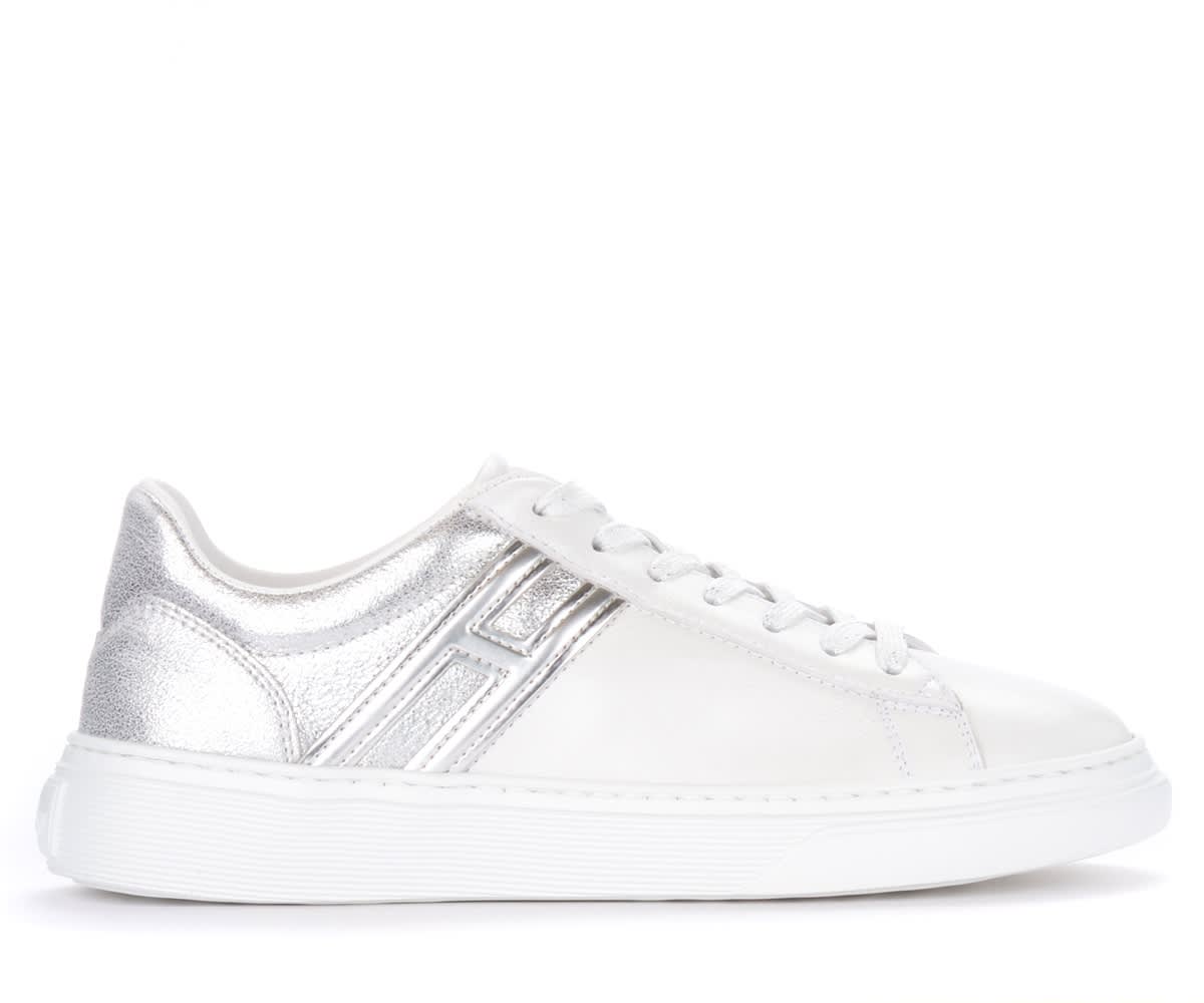 Hogan H365 Sneaker In White And Silver Leather