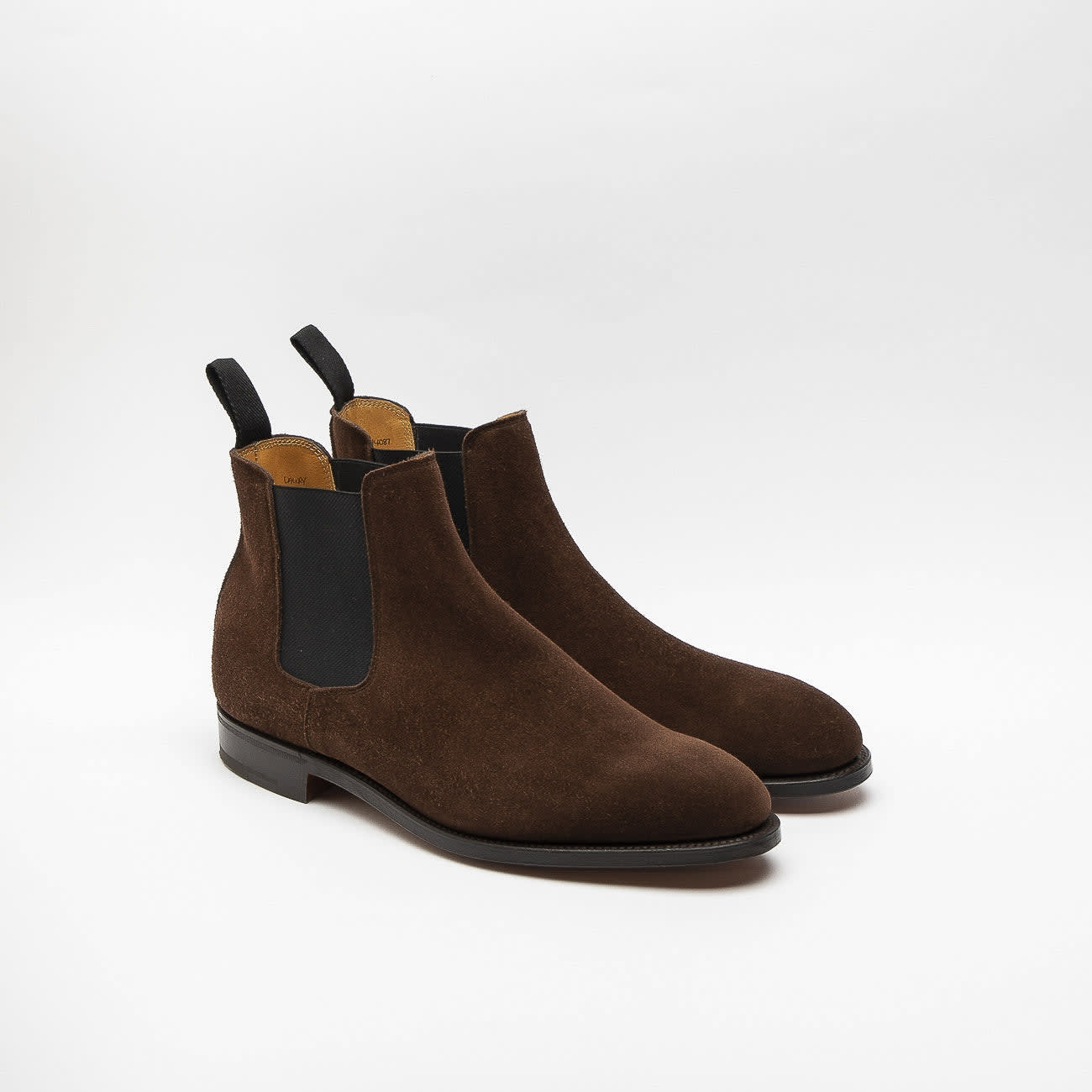 Shop John Lobb Lawry Dark Brown Suede Chelsea Boot (fitting E) In Marrone