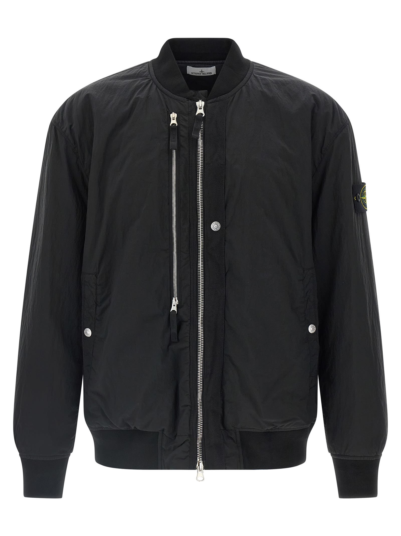Stone Island Compass-badge Bomber Jacket In Black
