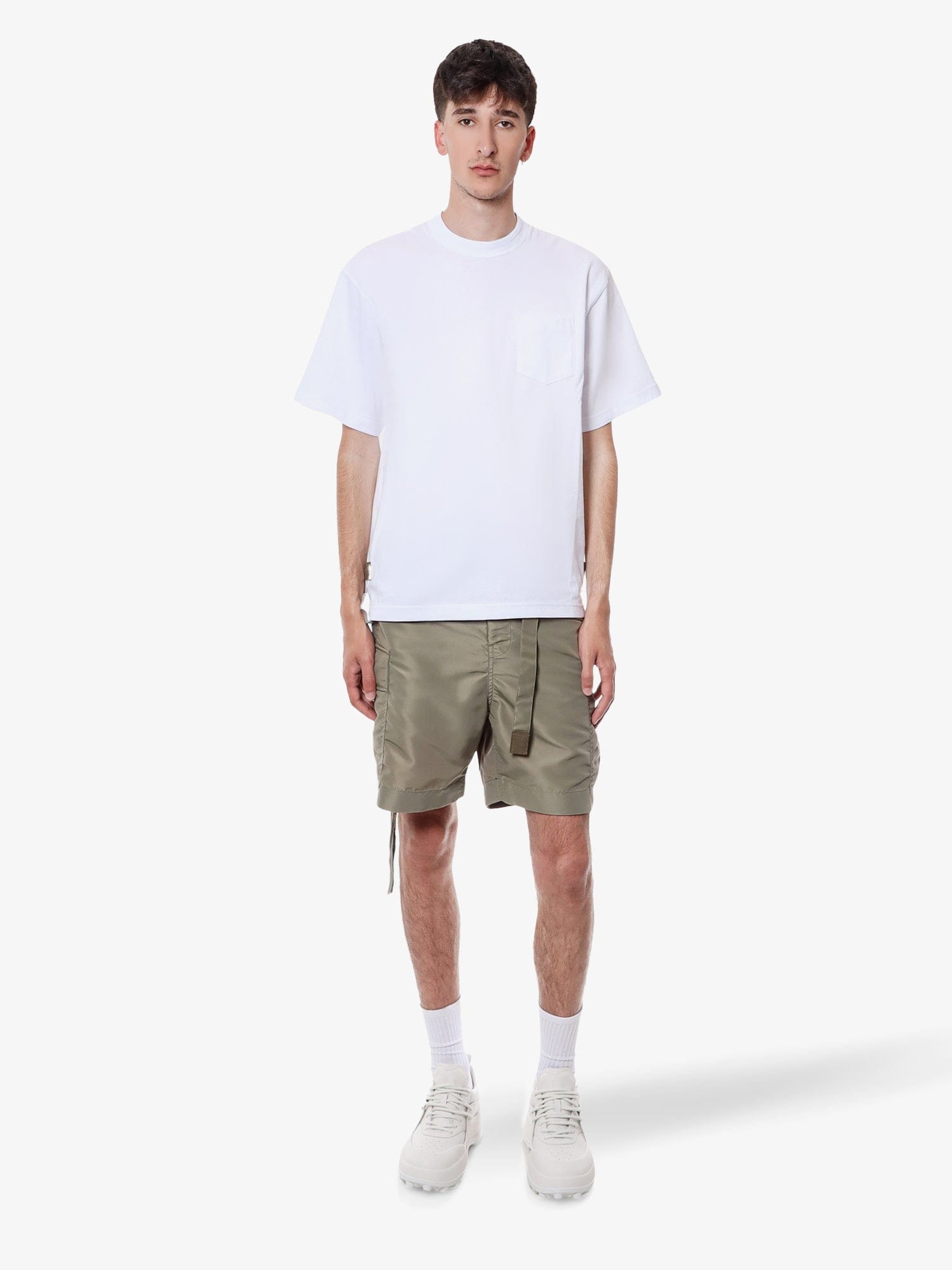 Sacai Basic Crewneck T-shirt With Zip Detail In White
