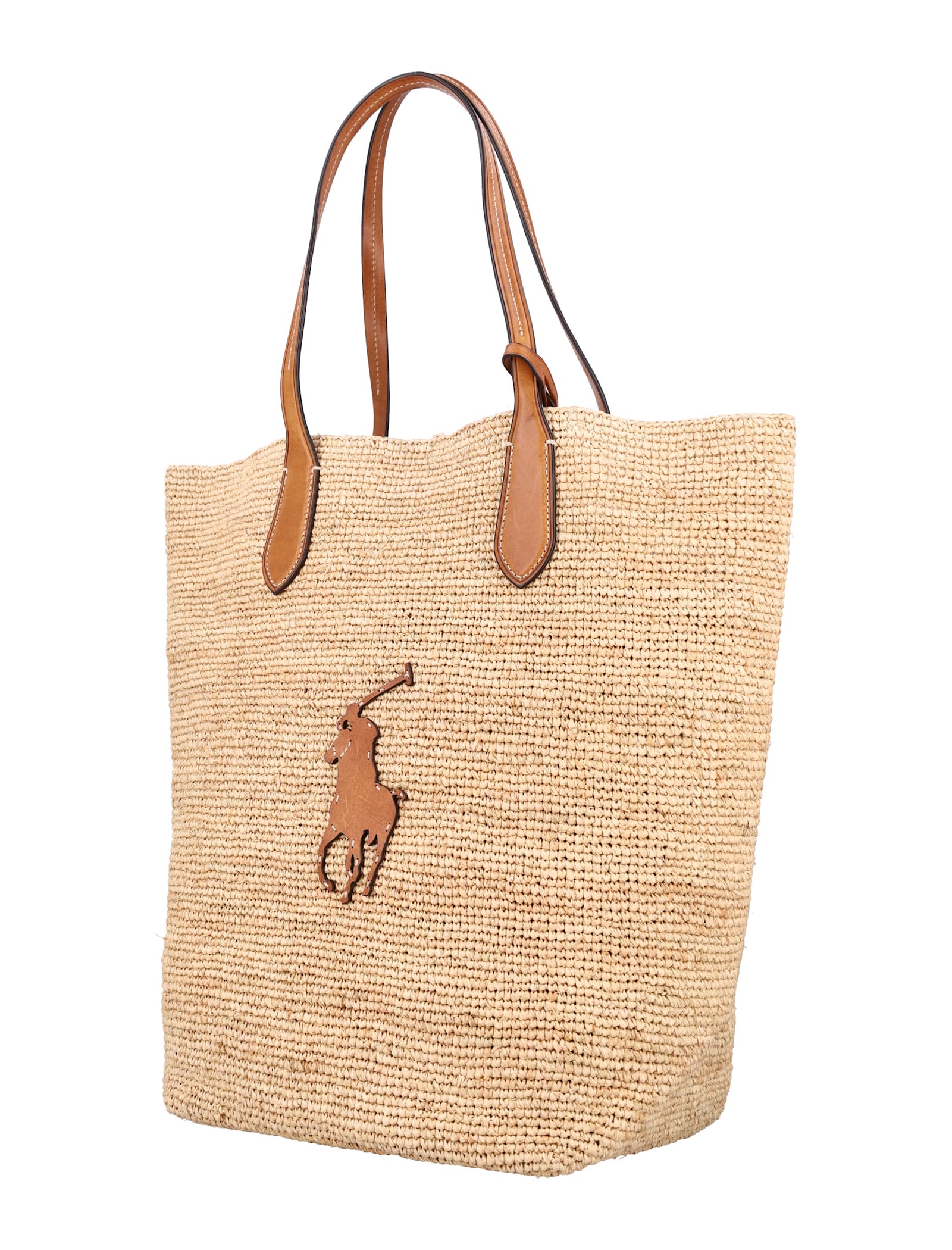 POLO RALPH LAUREN BIG PONY RAFFIA LARGE TOTE