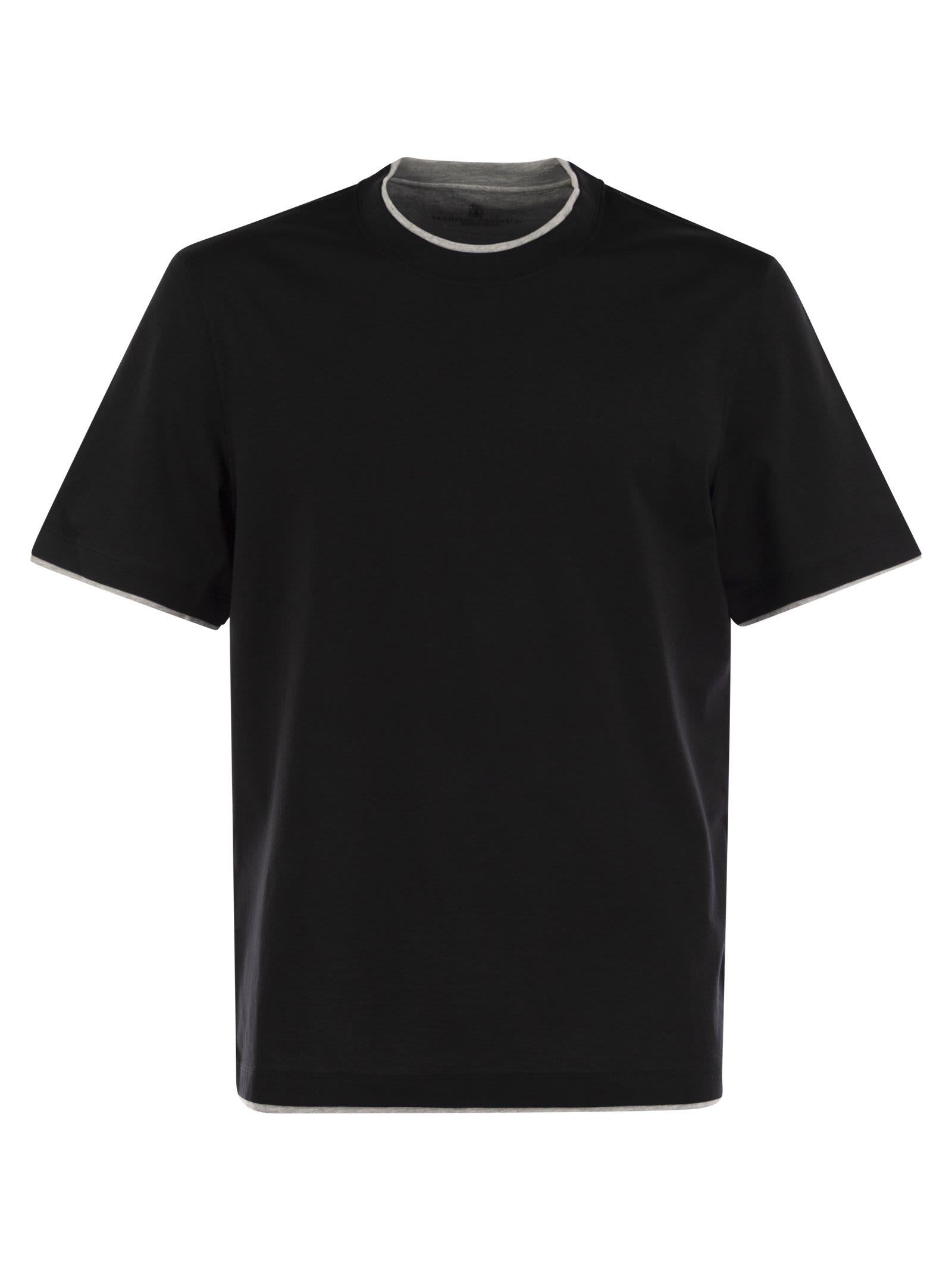 Shop Brunello Cucinelli Slim Fit Crew-neck T-shirt In Lightweight Cotton Jersey In Black