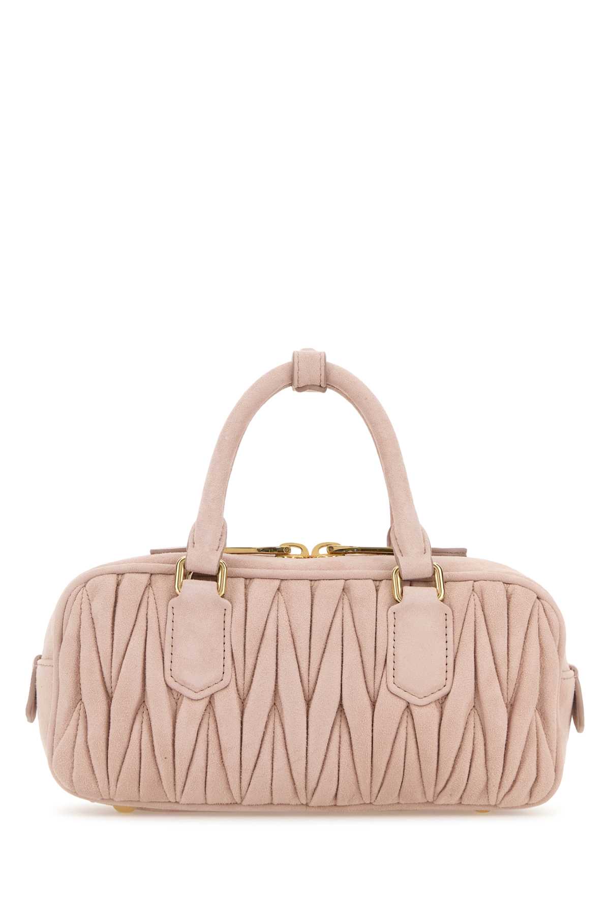 Miu Miu Pastel Pink Suede Arcadie Handbag In Pink