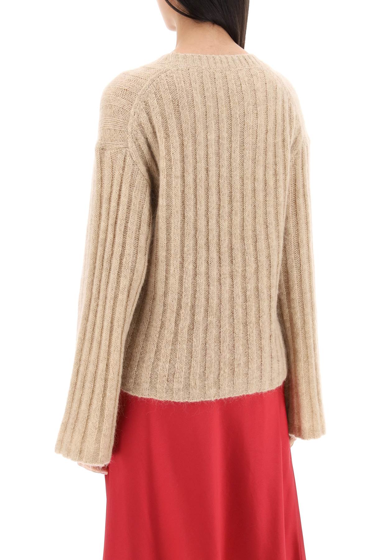 Shop By Malene Birger Ribbed Knit Pullover Sweater In Twill Beige (beige)