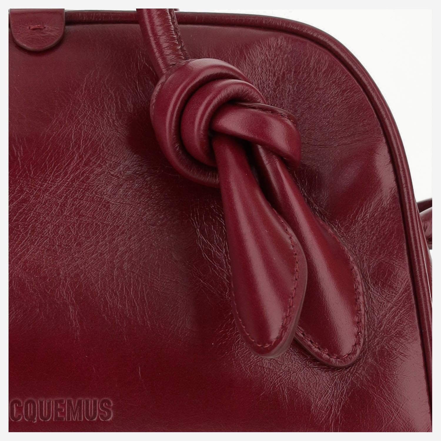 Jacquemus Le Petit Tourism In Shiny Vintage-finished Leather Bags In Burgundy