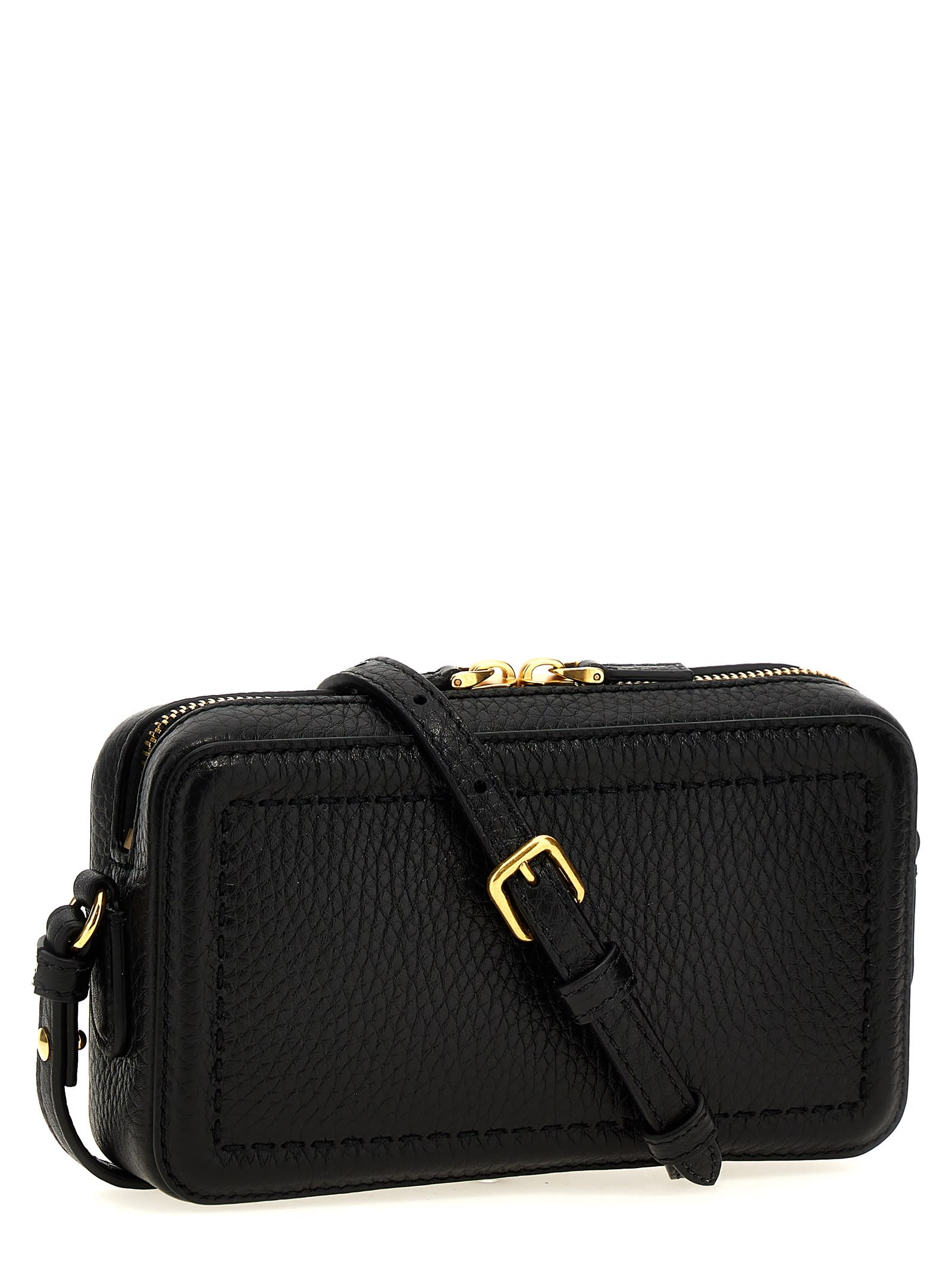 Valentino Vlogo Alltime Mini Leather Camera Bag In Black