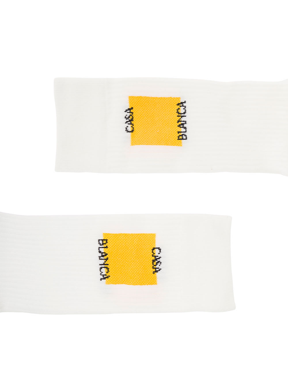 Shop Casablanca White High Socks With Logo Print In Cotton Man In Yellow