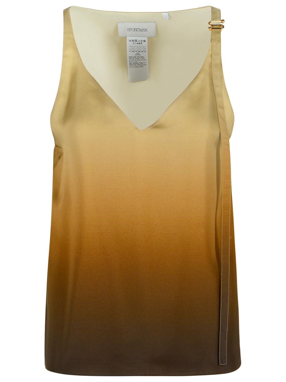 Sportmax Alcuno Beige Gradient Silk Top In Brown