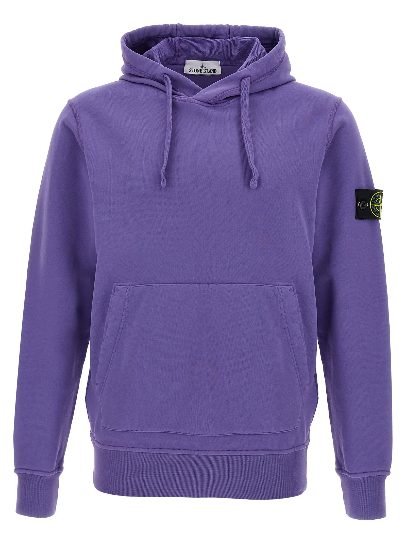 Stone Island Hoodie With Logo Badge And Kangaroo Pocket In Purple