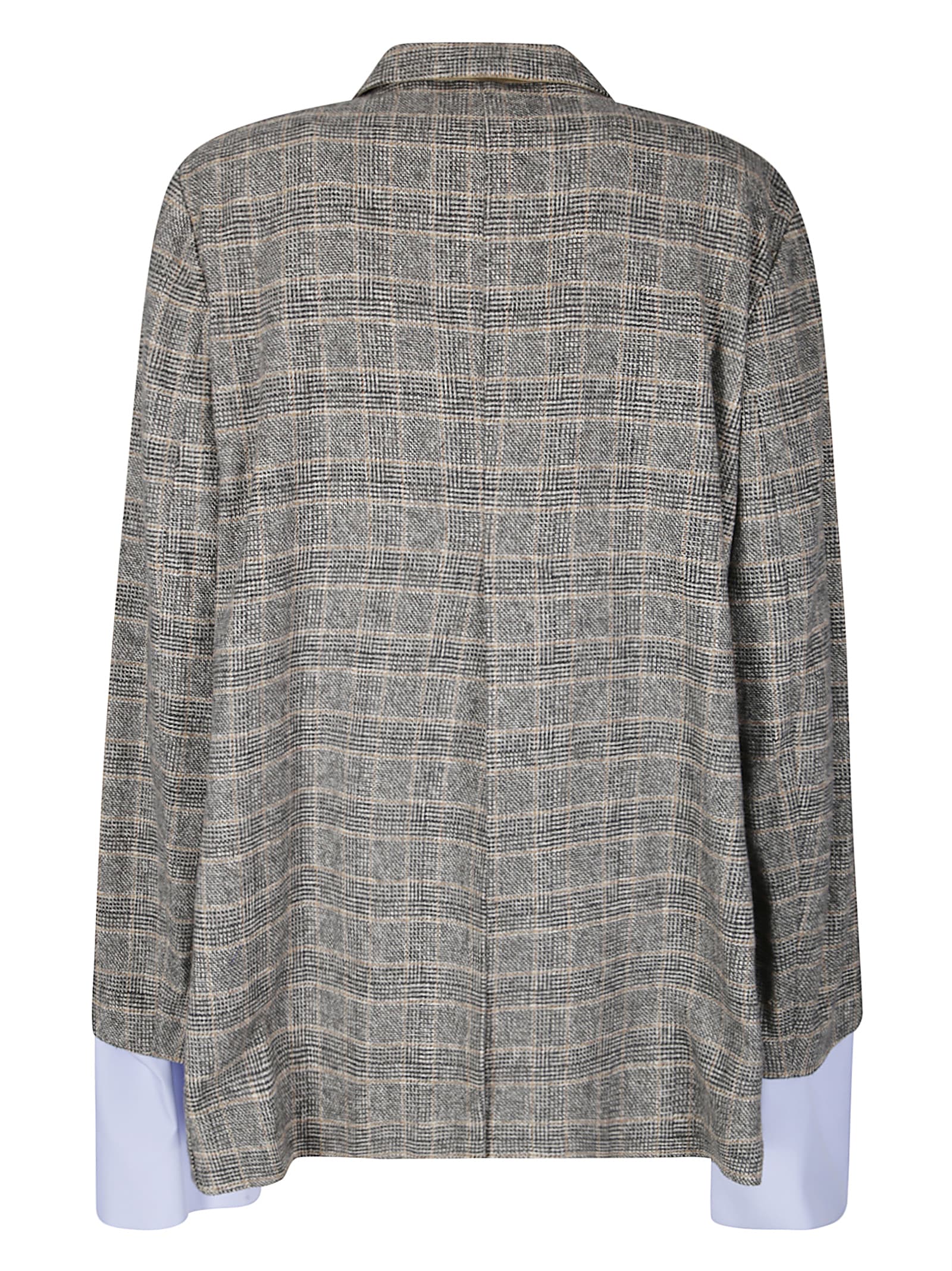 Jejia Classic Checkered Blazer With Removable Contrast Cuffs In Gray