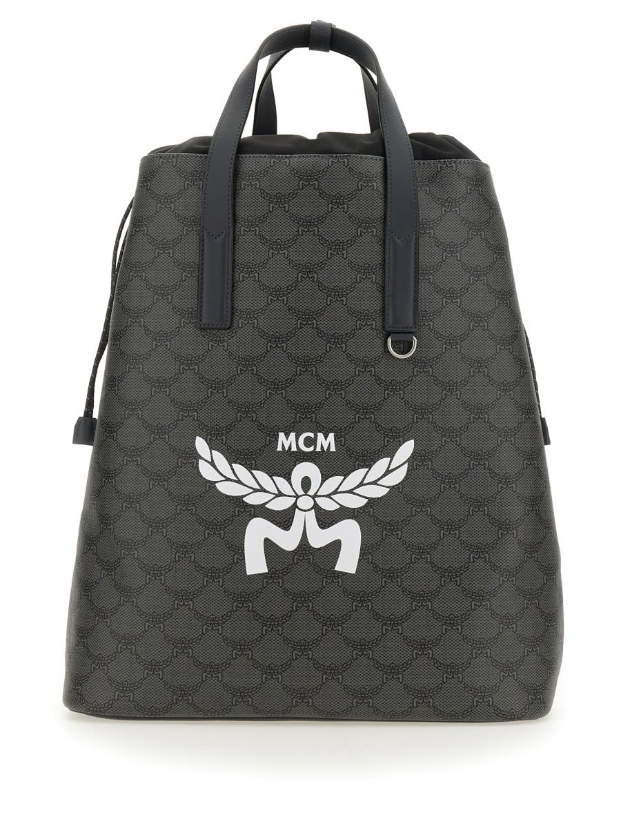 Shop Mcm Medium Backpack Lauretos In Grey