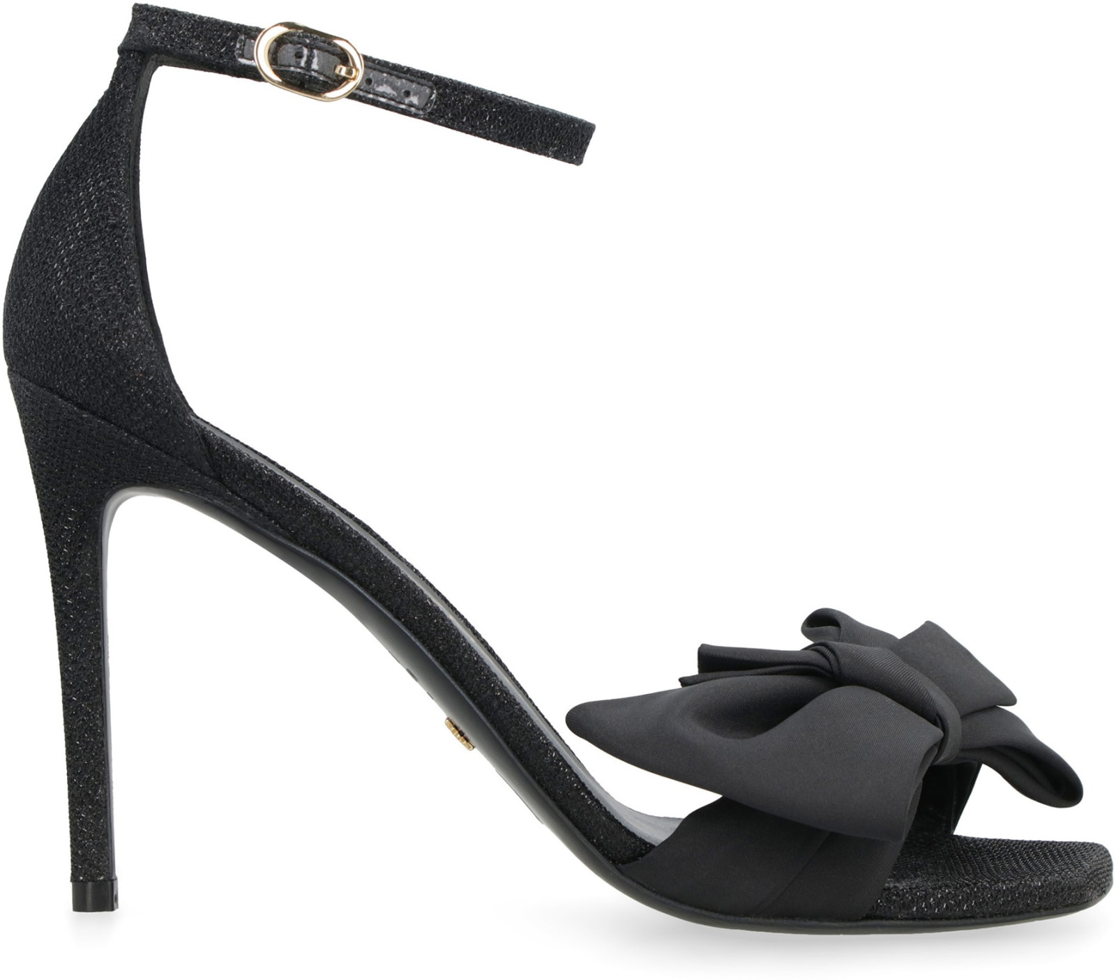 Stuart Weitzman Bow Detail Fabric Sandals In Black