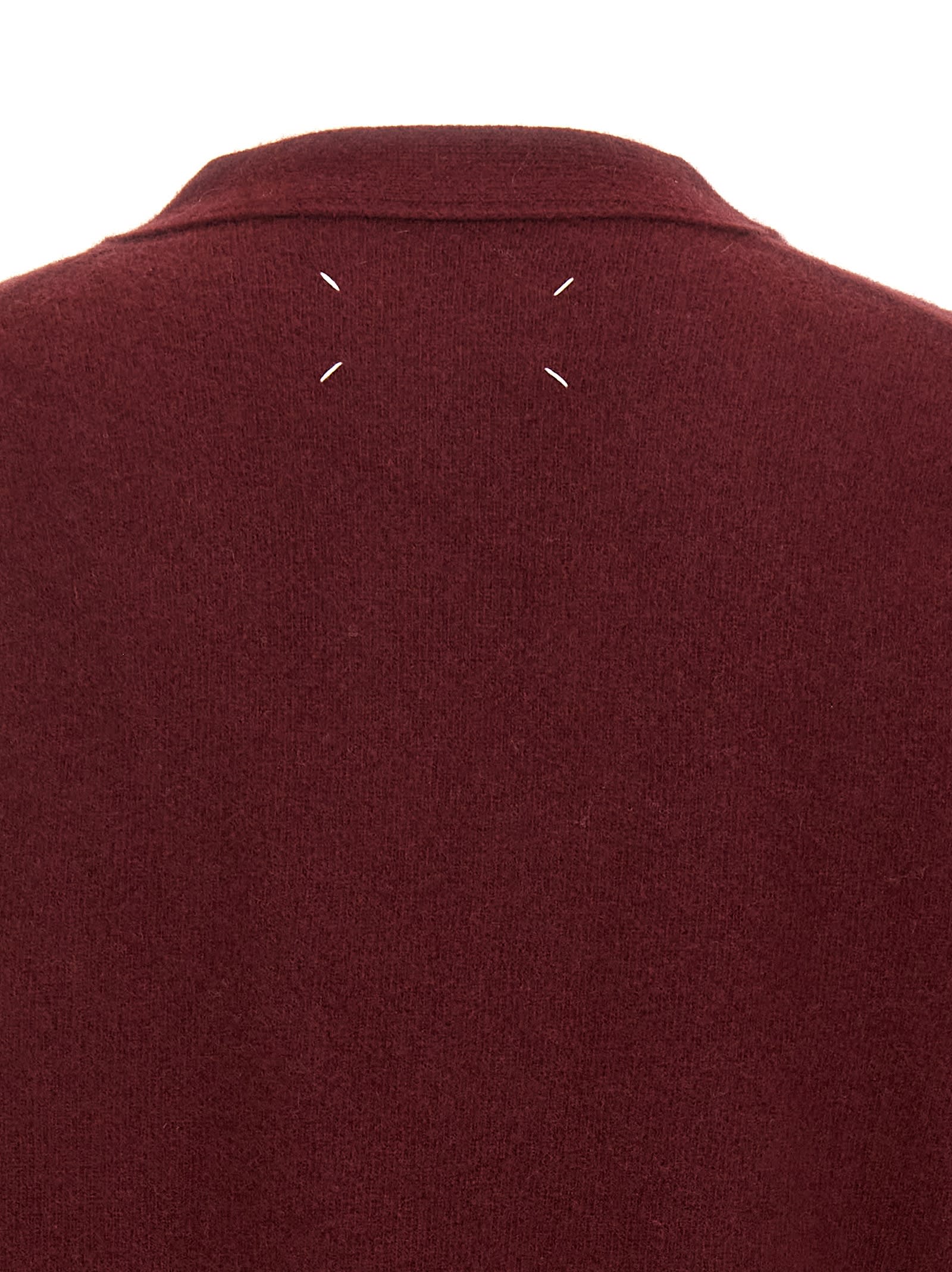 Shop Maison Margiela Wool Cardigan In Bordeaux