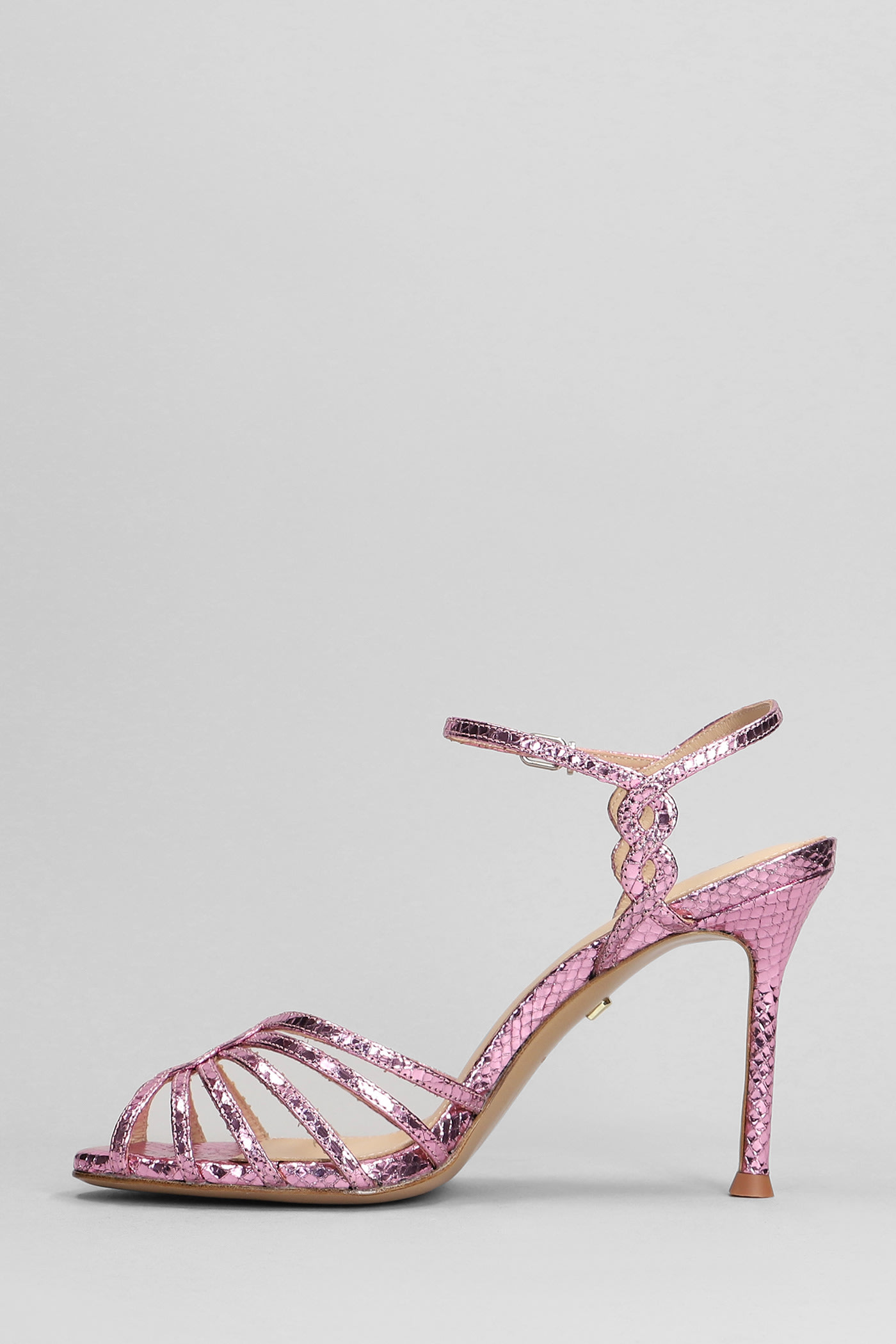 Shop Lola Cruz Tango 95 Sandals In Rose-pink Leather