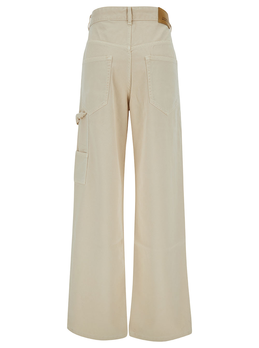 Shop Isabel Marant Bymara Beige Five-pocket Jeans With Logo Patch In Cotton Blend Denim Woman In White