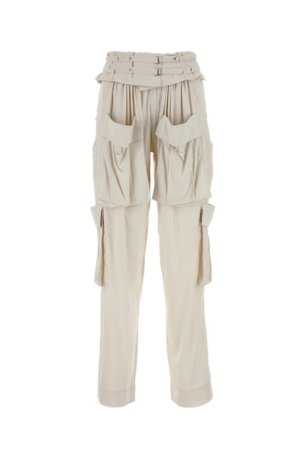 Shop Isabel Marant Hadja Mid-rise Belted Cargo Trousers In Chalk
