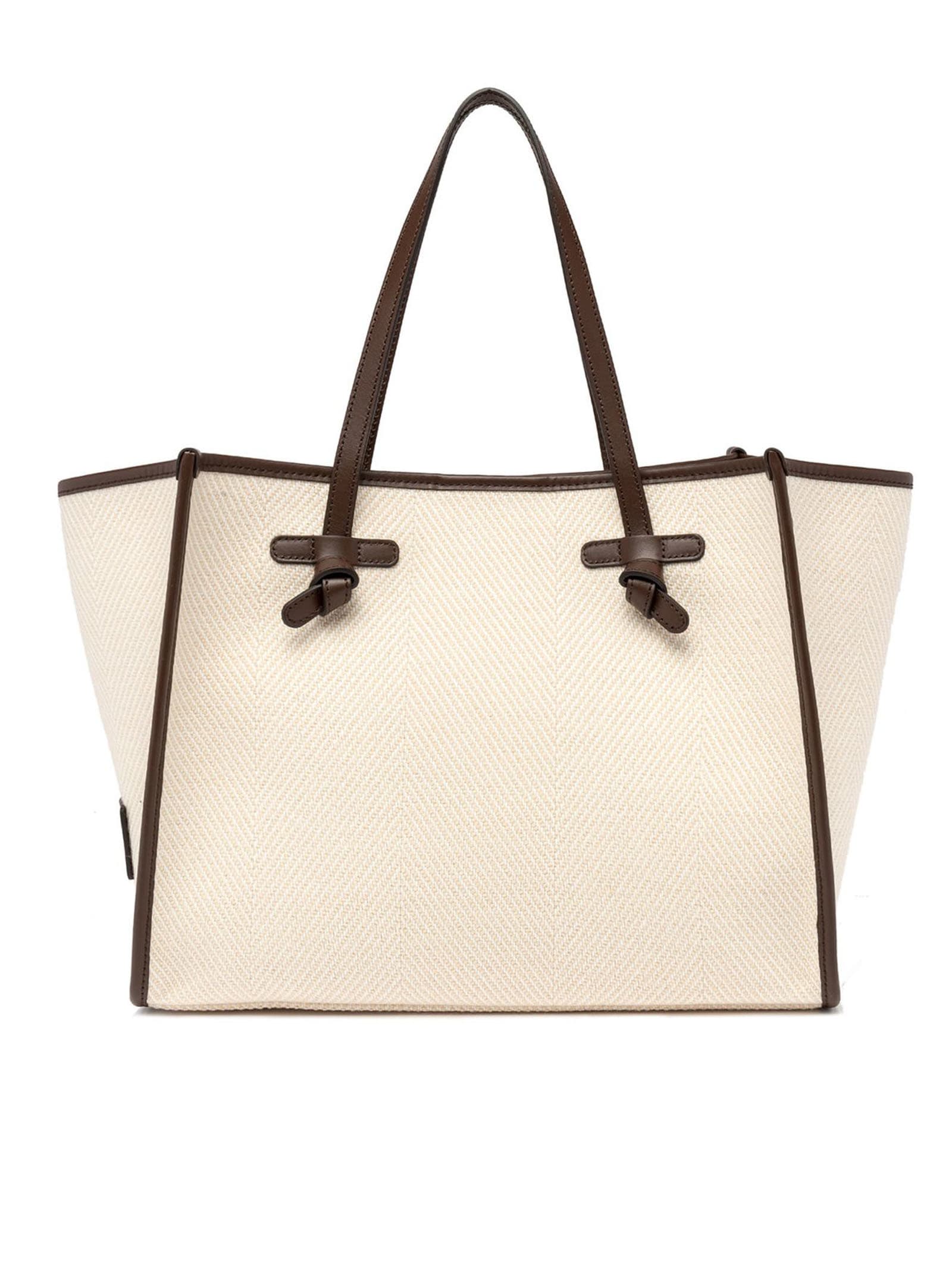 GIANNI CHIARINI HERRINGBONE FABRIC SHOPPING BAG 