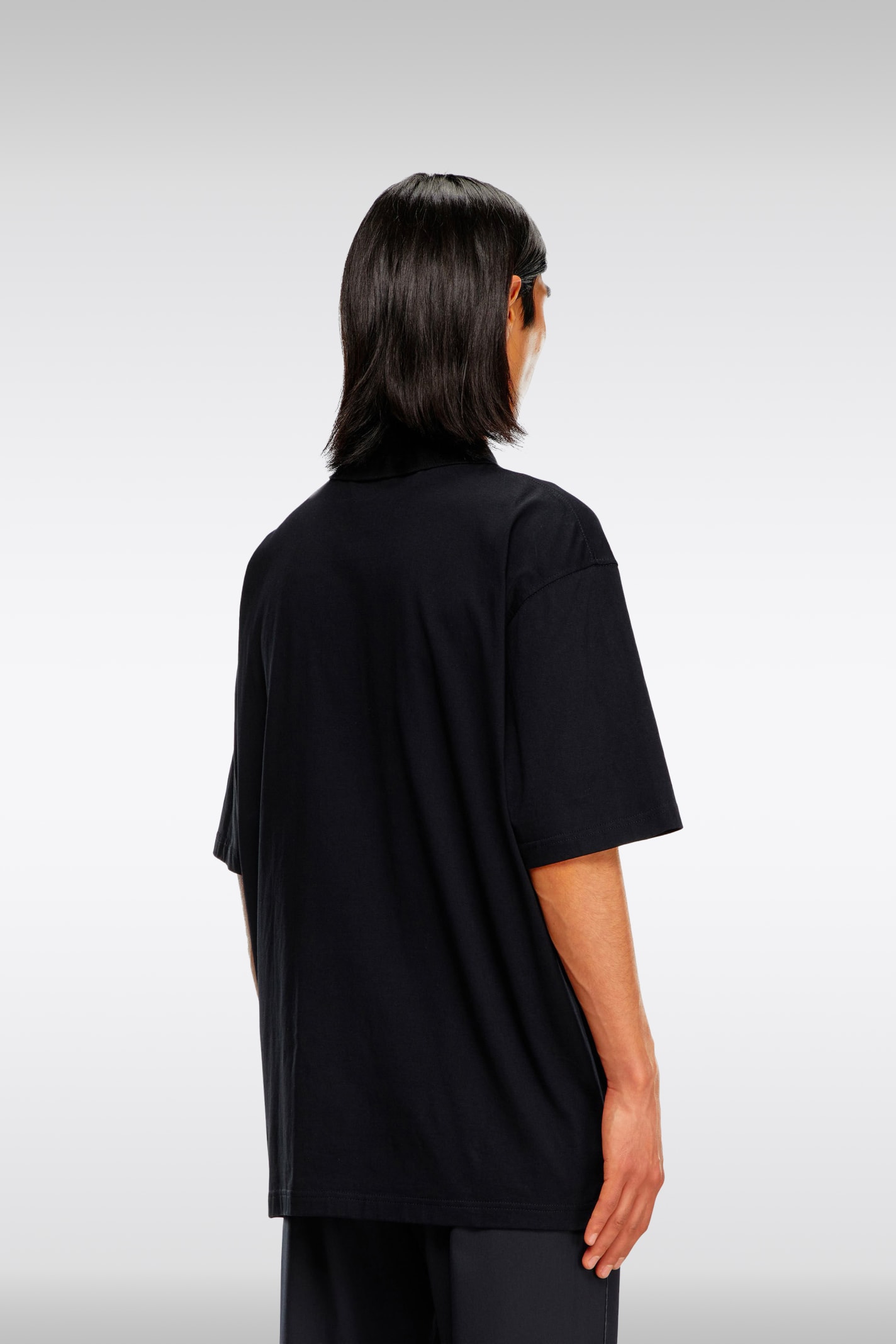 Shop Diesel 0hers T-vor-od Black Cotton Polo Shirt With Zip - T Vor Od In Nero