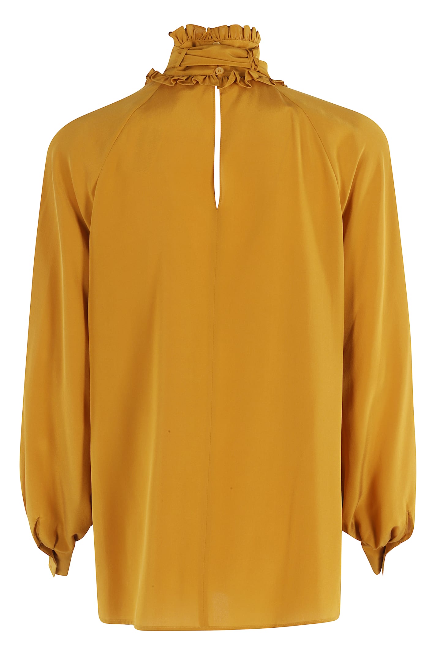 Weekend Max Mara Omens Ochre Guido High-neck Silk Blouse In Gold