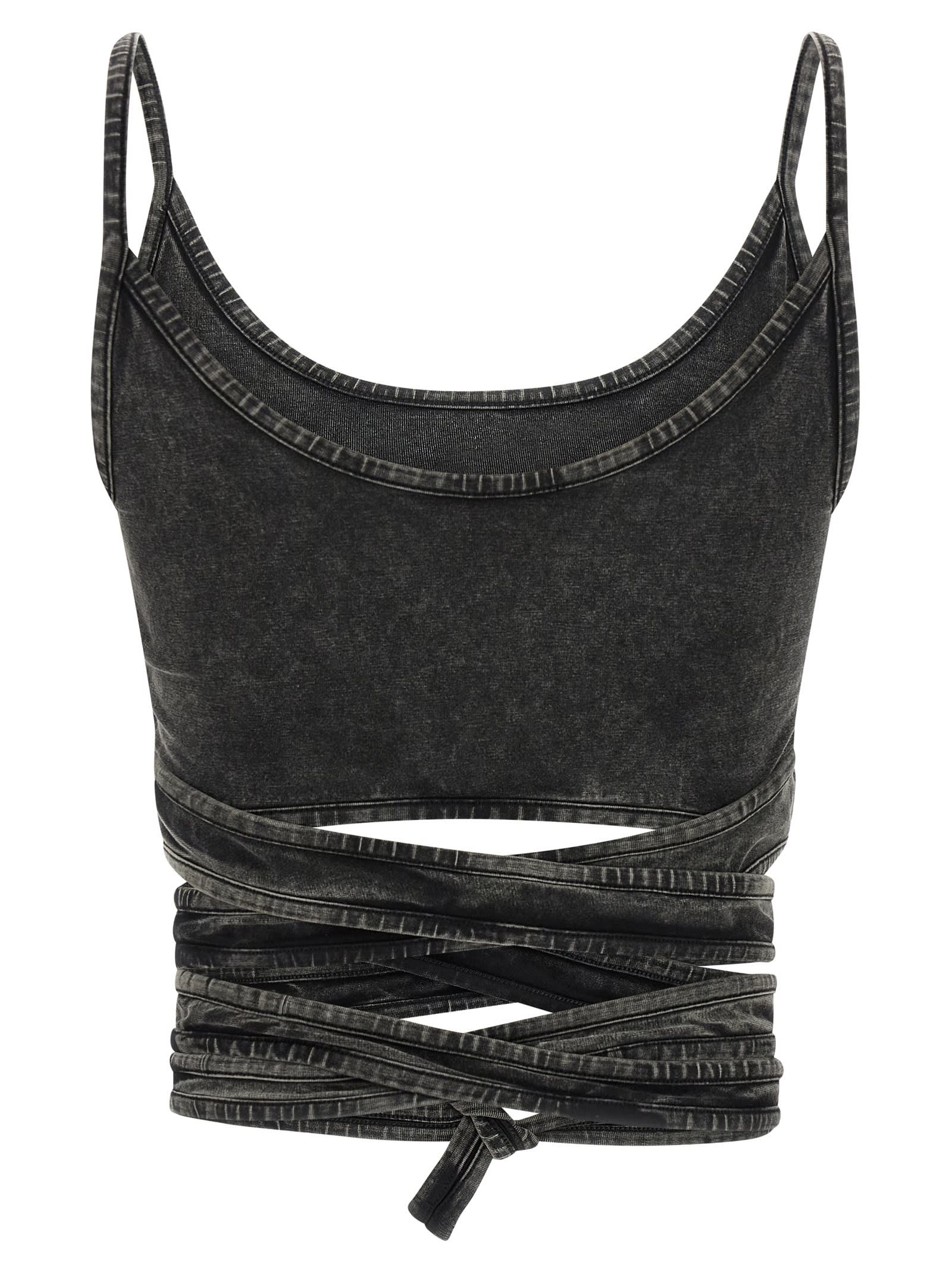 Diesel Womens 02a T-leya-tail Wrap-around Cotton-jersey Top In Black