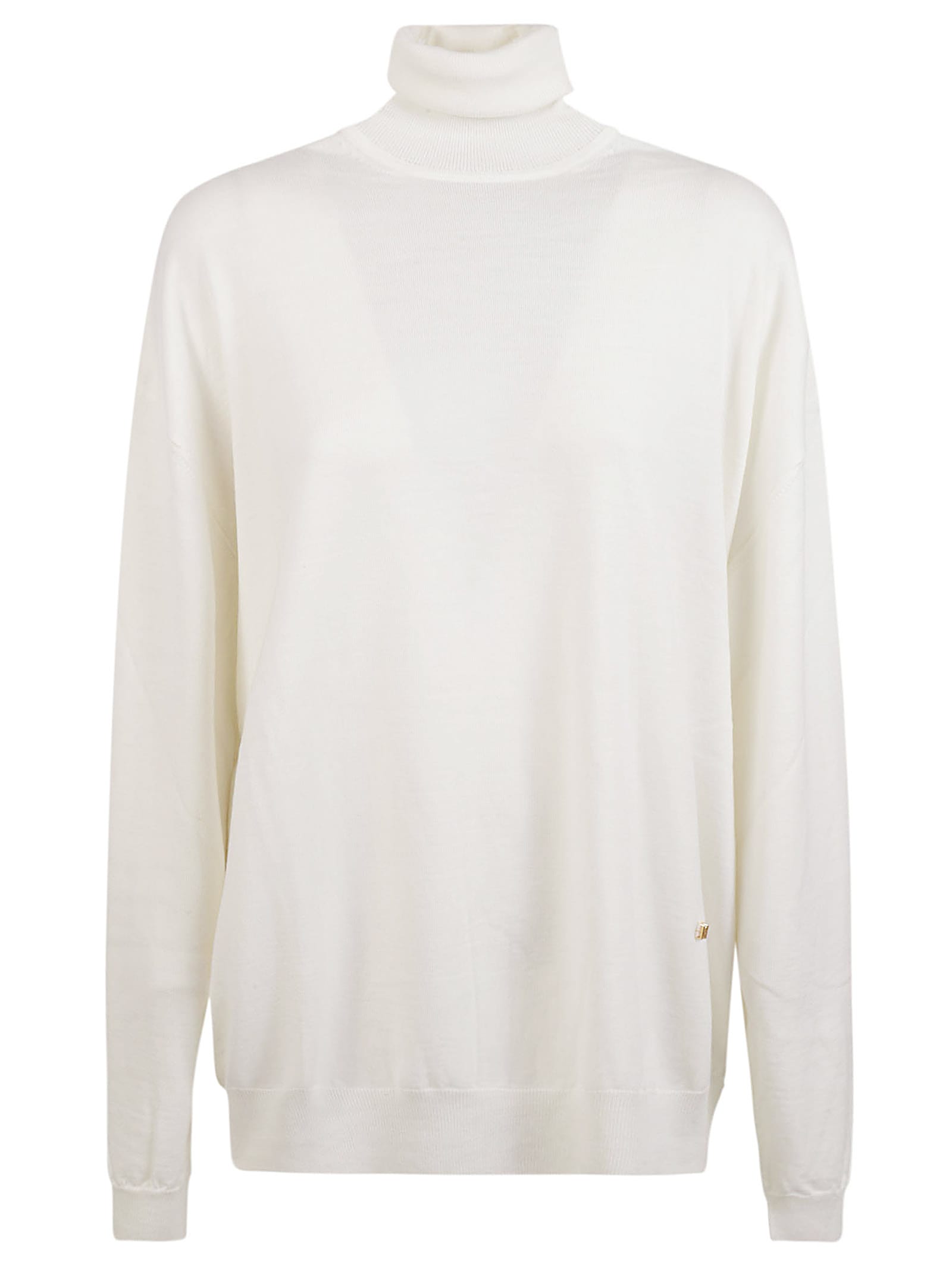 Moschino Turtleneck Rib Trim Plain Pullover In White