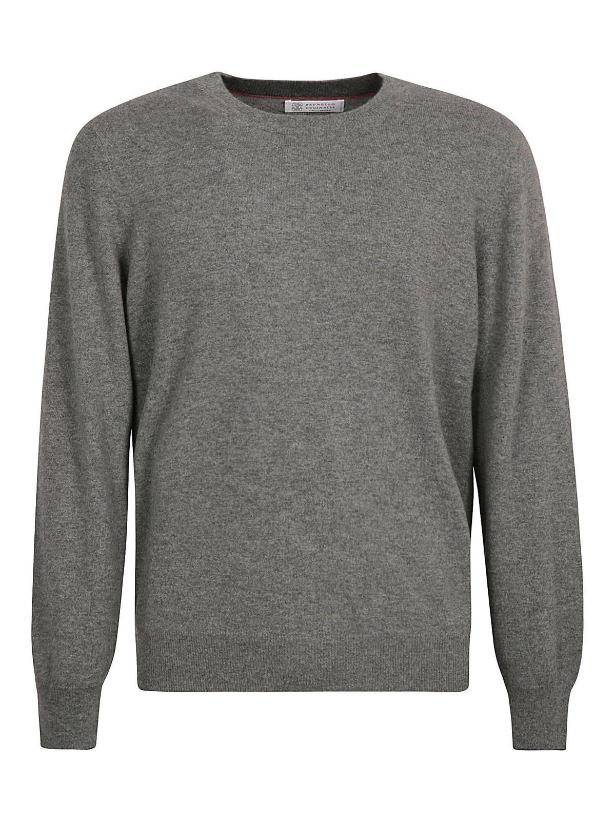 Shop Brunello Cucinelli Crewneck Knitted Jumper In Grey