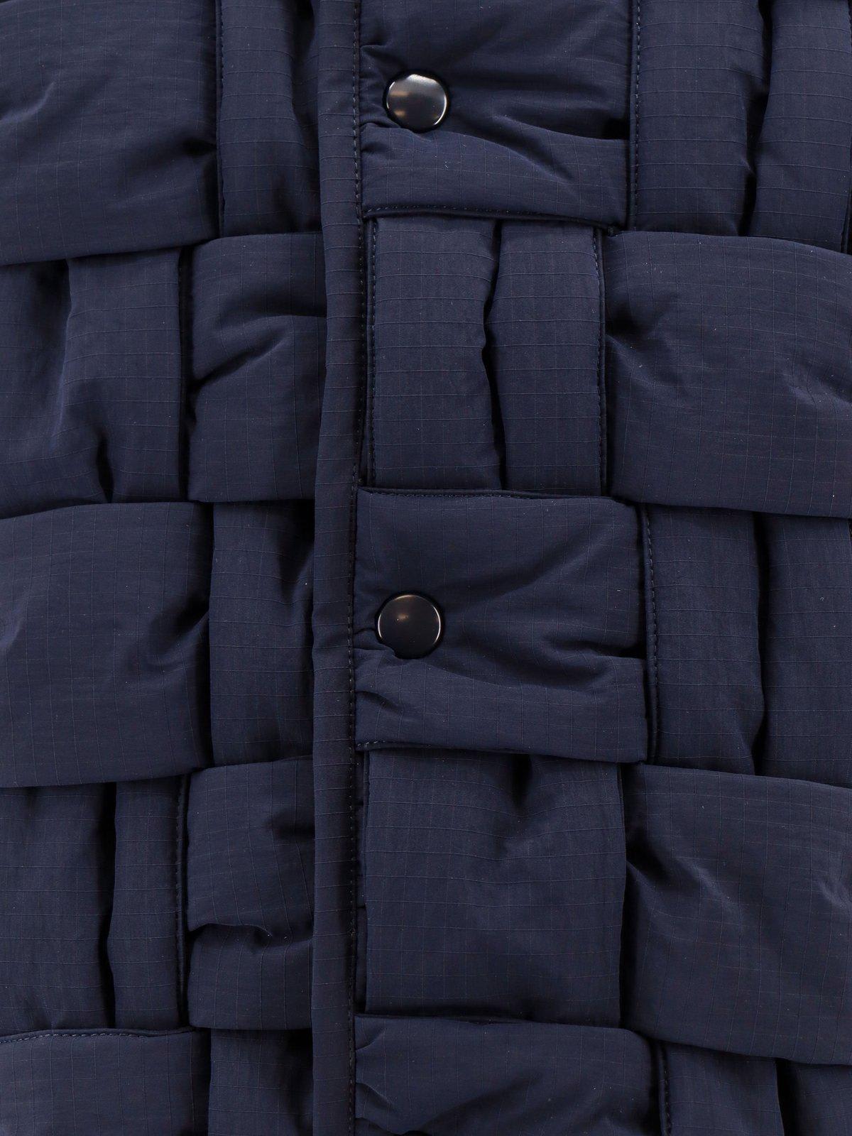 Shop Bottega Veneta Quilted Button-up Vest In Blue