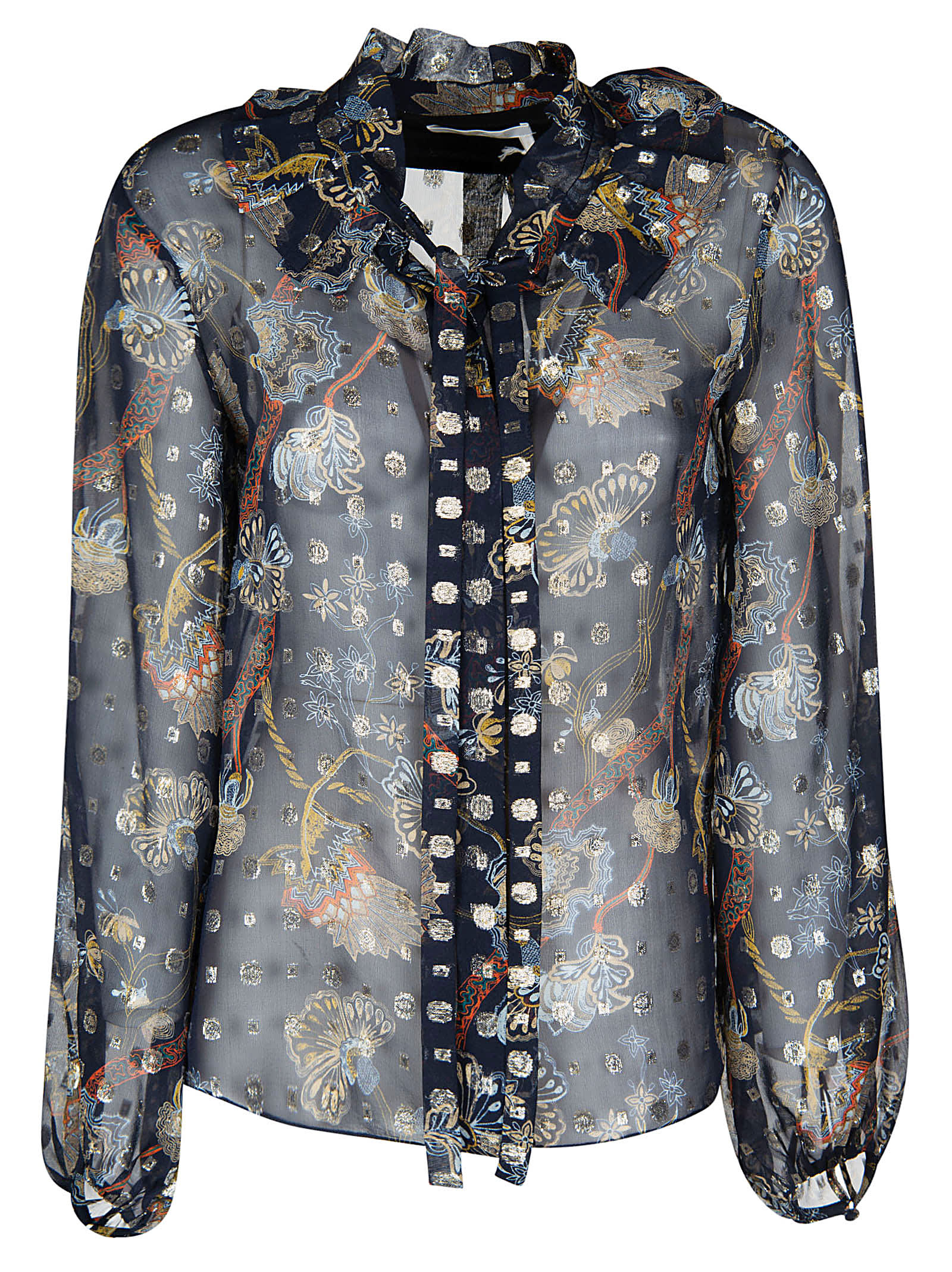 Chloé Floral Printed Shirt In Multicolor/blue