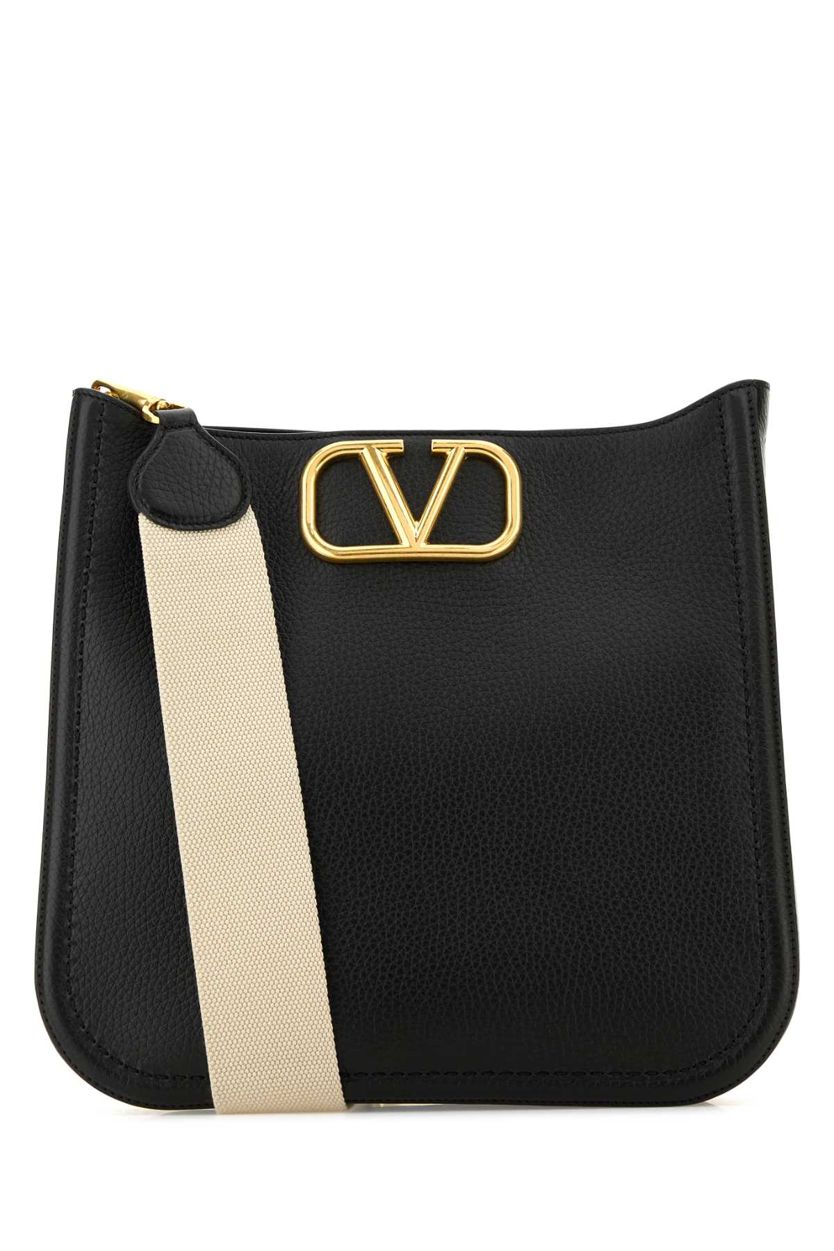 Valentino Garavani Black Leather Alltime Shoulder Bag