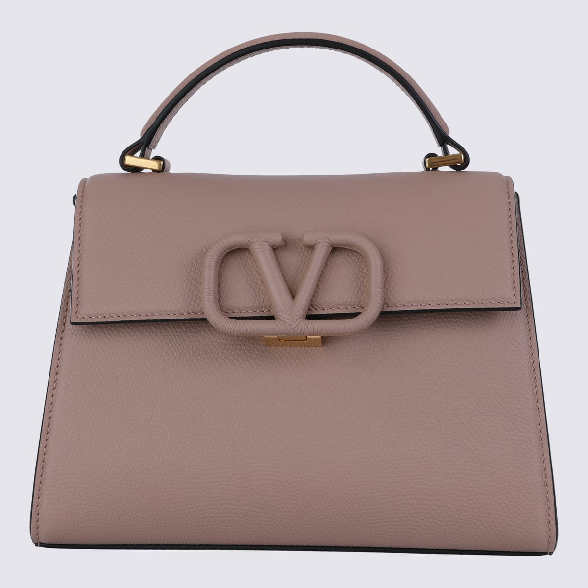 Light Pink Leather Top Handle Bag