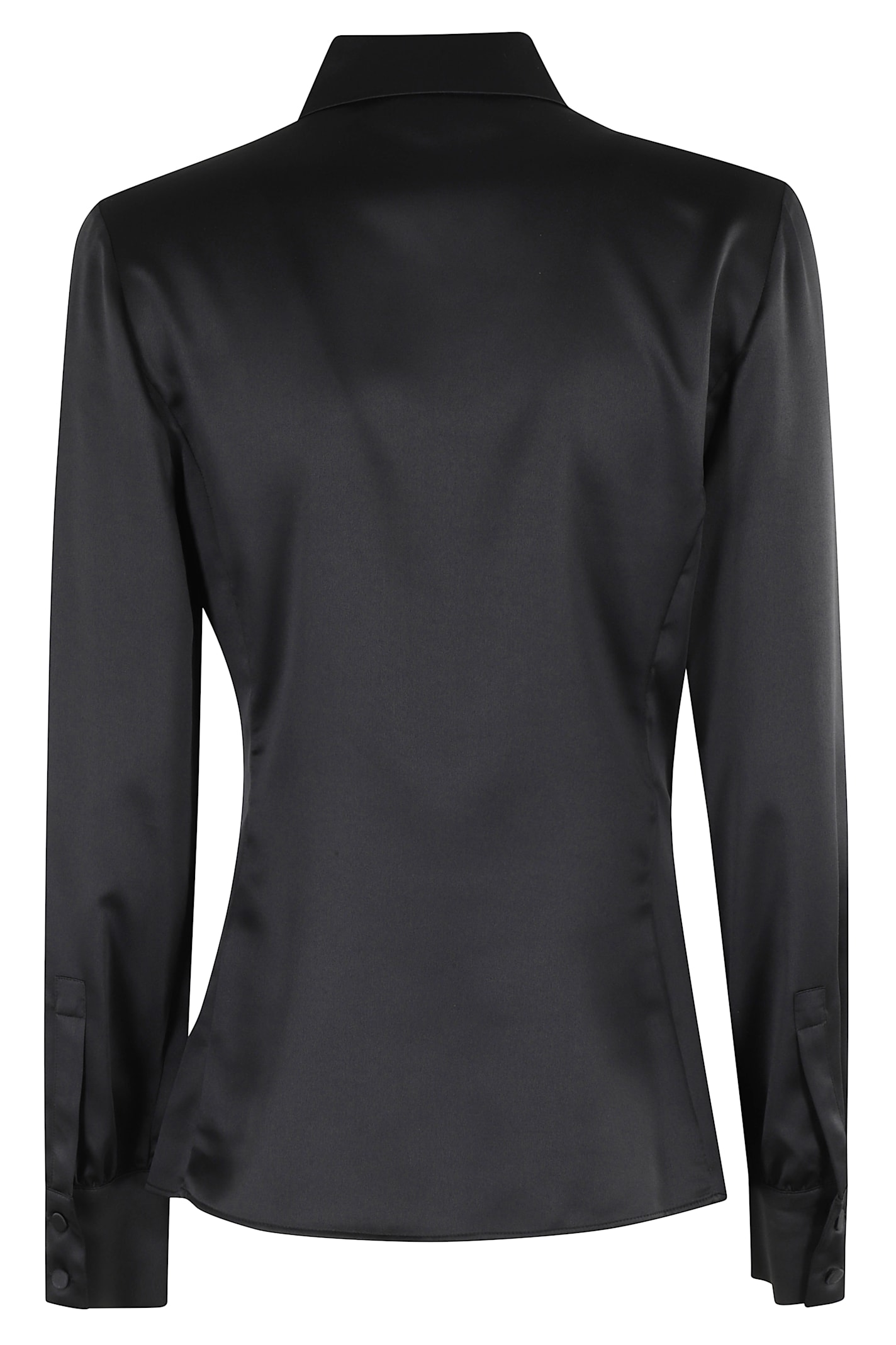 Emporio Armani Asymmetrical Satin Shirt With Classic Collar In Black