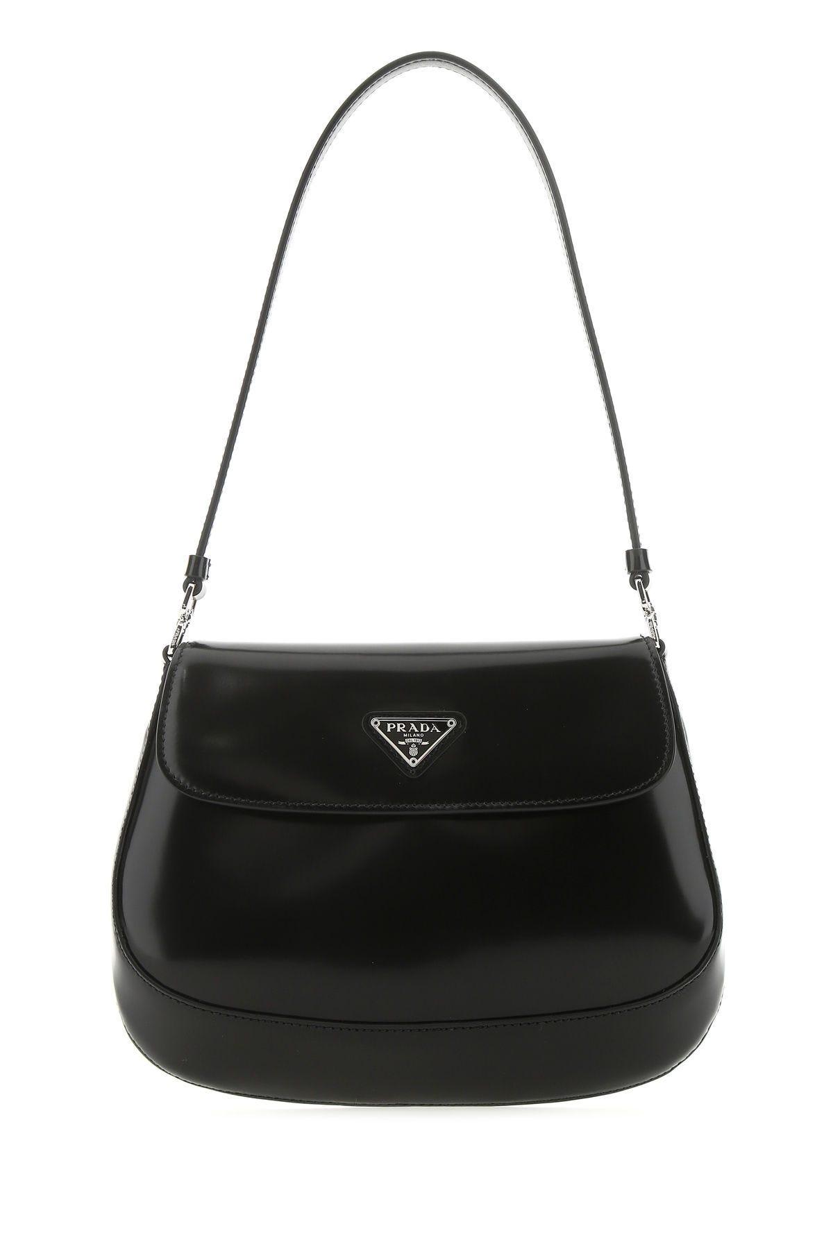 Black Leather Cleo Shoulder Bag