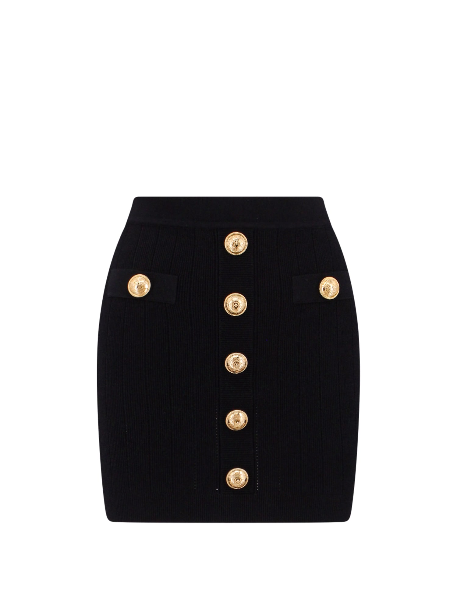 Balmain Asymmetric Buttoned Knit Top In Black