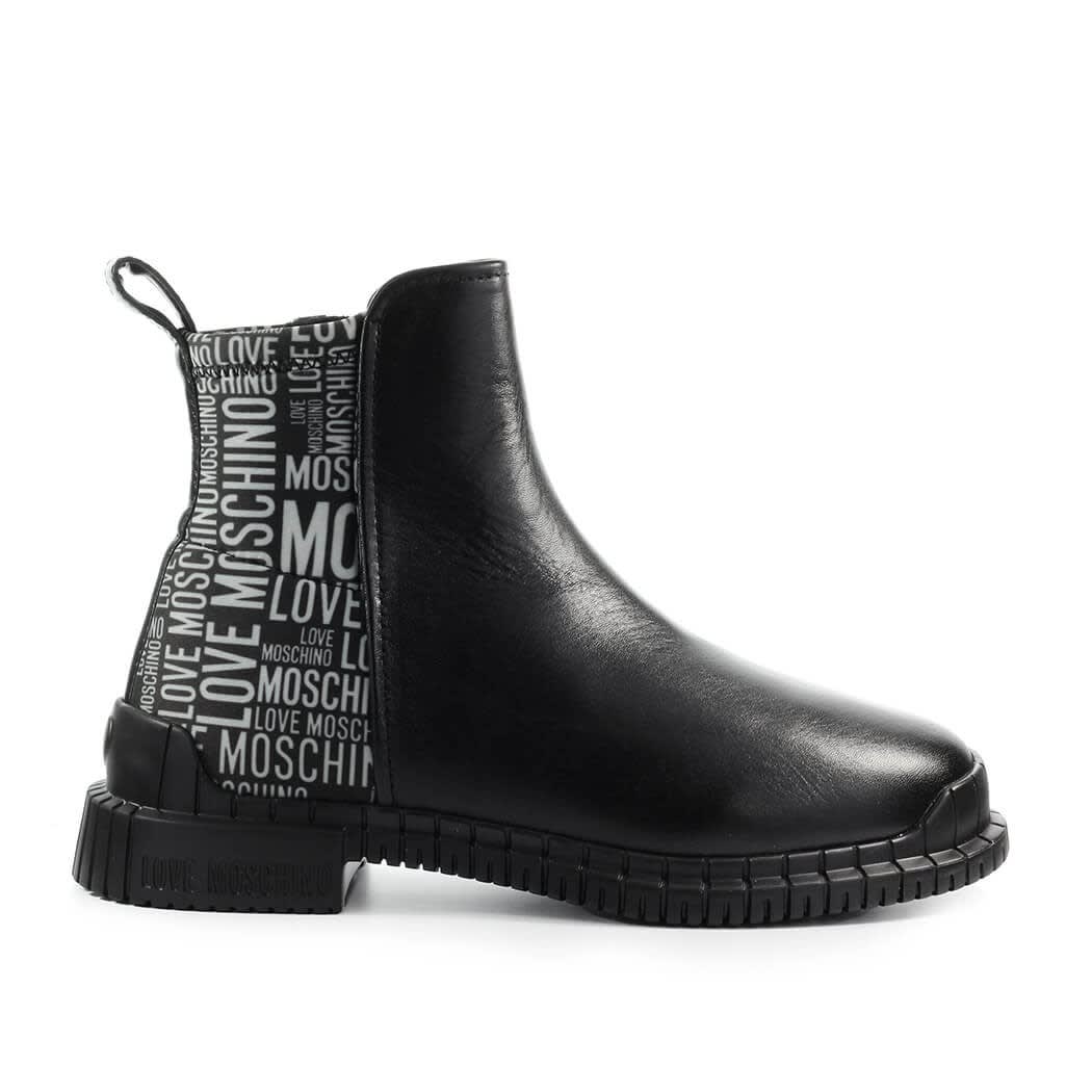 Love Moschino Black Ankle Boot With White Logo