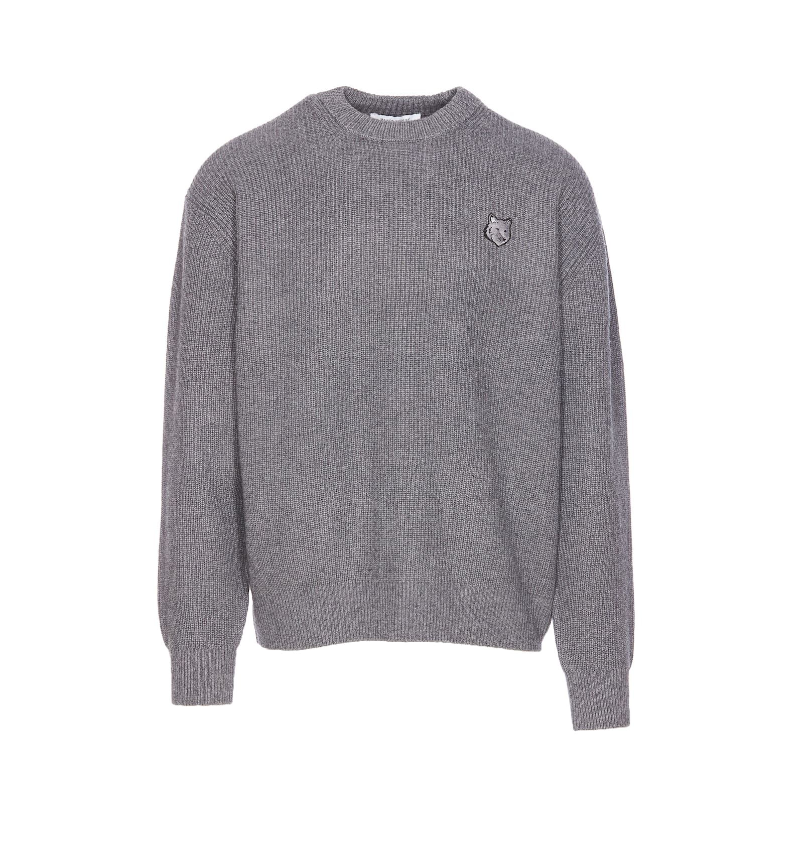 Shop Maison Kitsuné Bold Fox Head Patch Logo Sweater In Grey