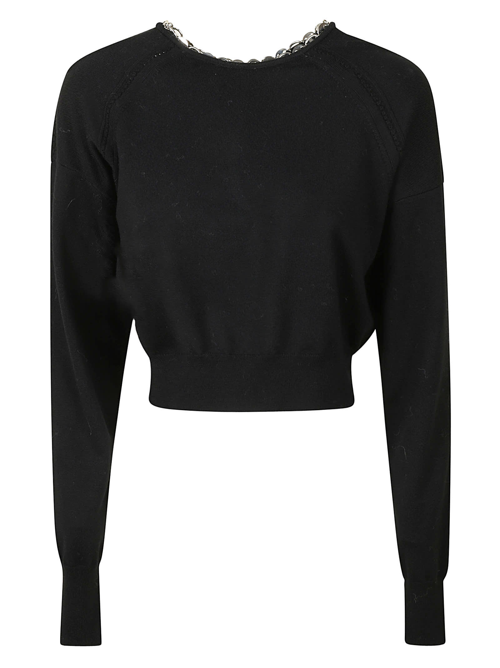 Paco Rabanne Chain Applique Cropped Rib Sweater